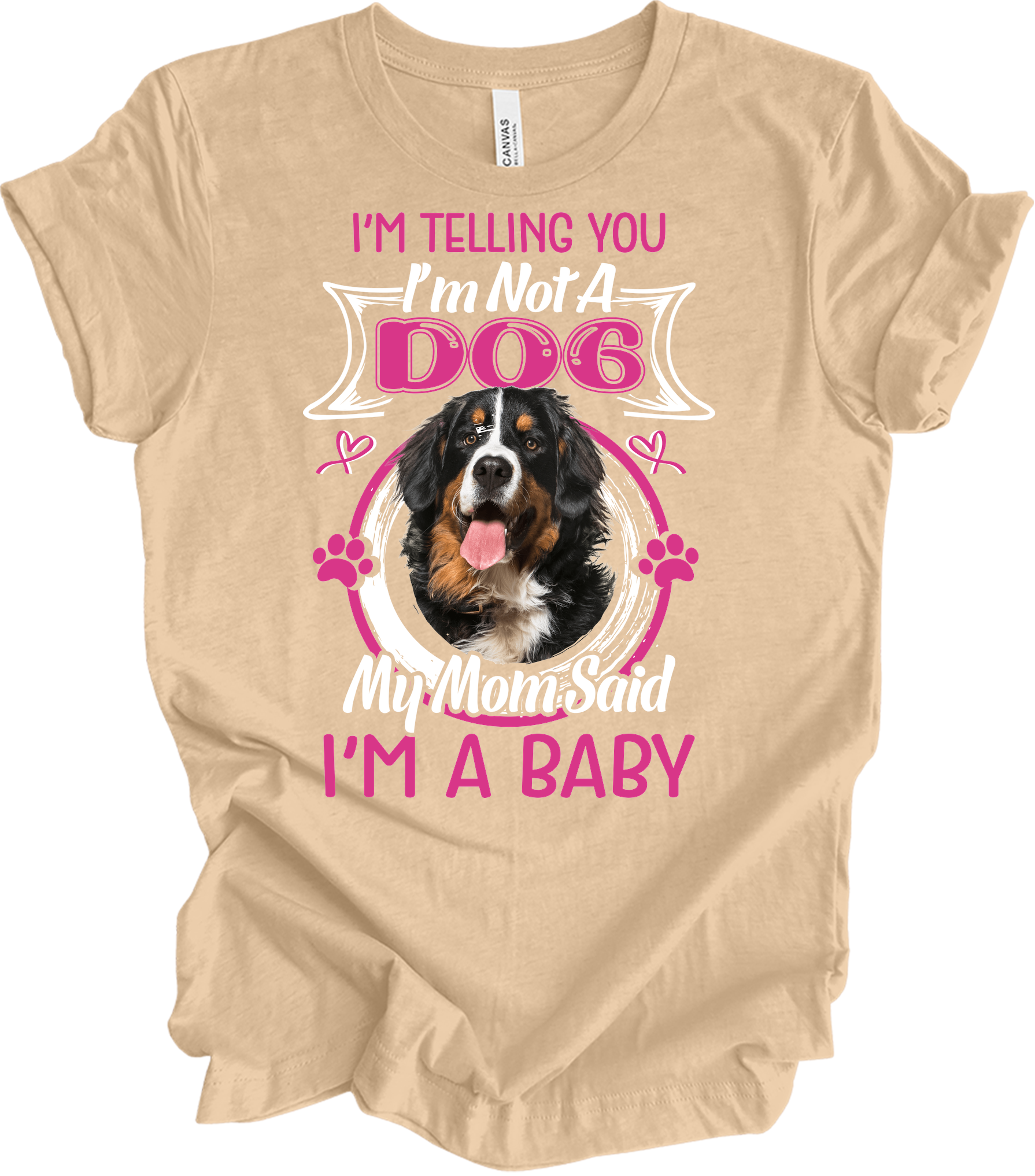 Bernese Mountain Dog Mom T-Shirt in Heather Sand Dune