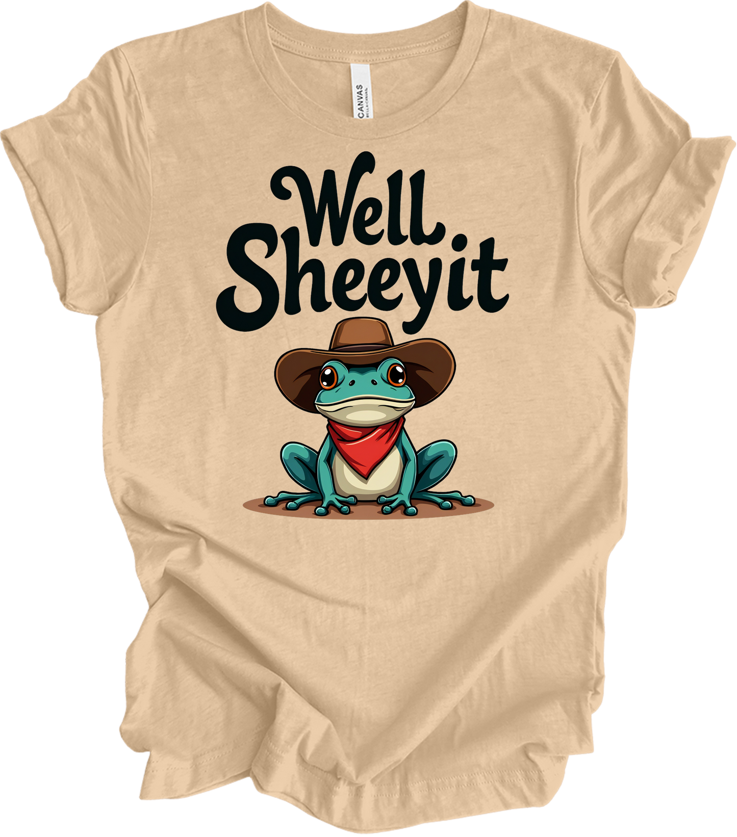 Cowboy Frog Meme T-Shirt in Heather Sand Dune