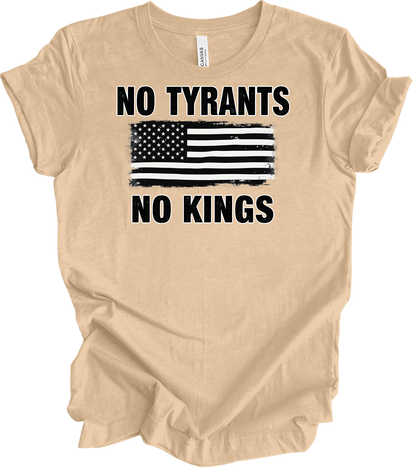 No Tyrants No Kings T-Shirt in Heather Sand Dune