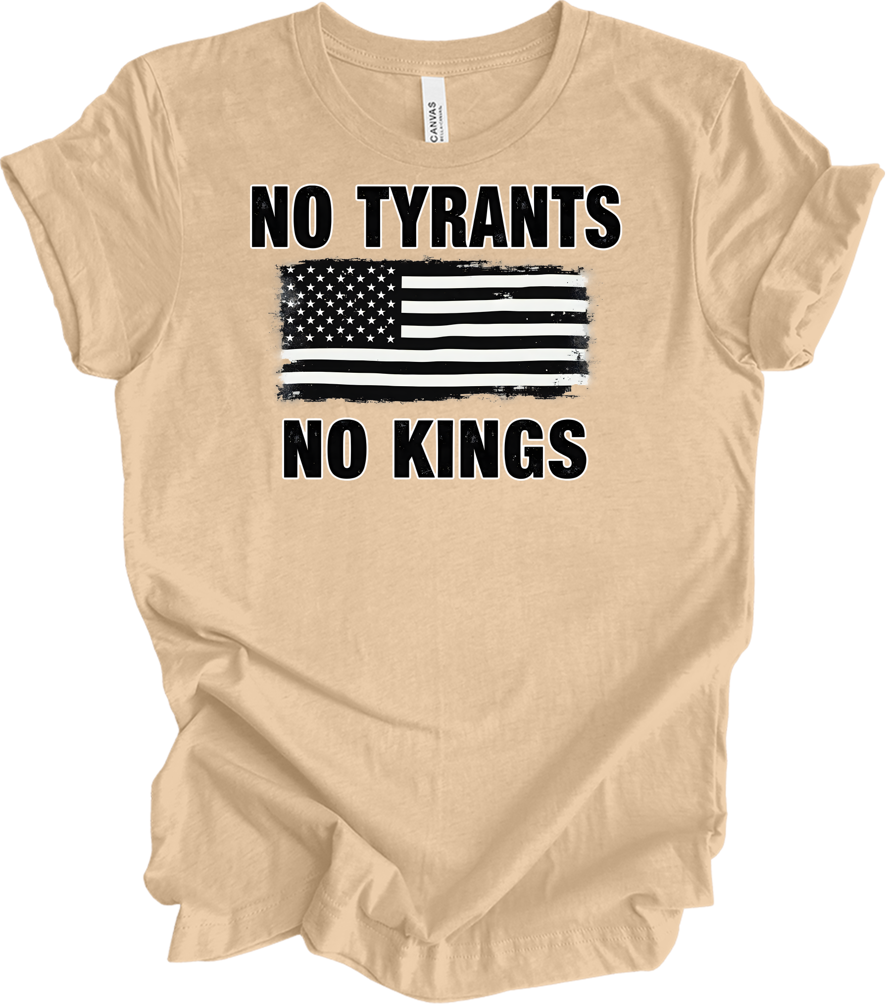 No Tyrants No Kings T-Shirt in Heather Sand Dune