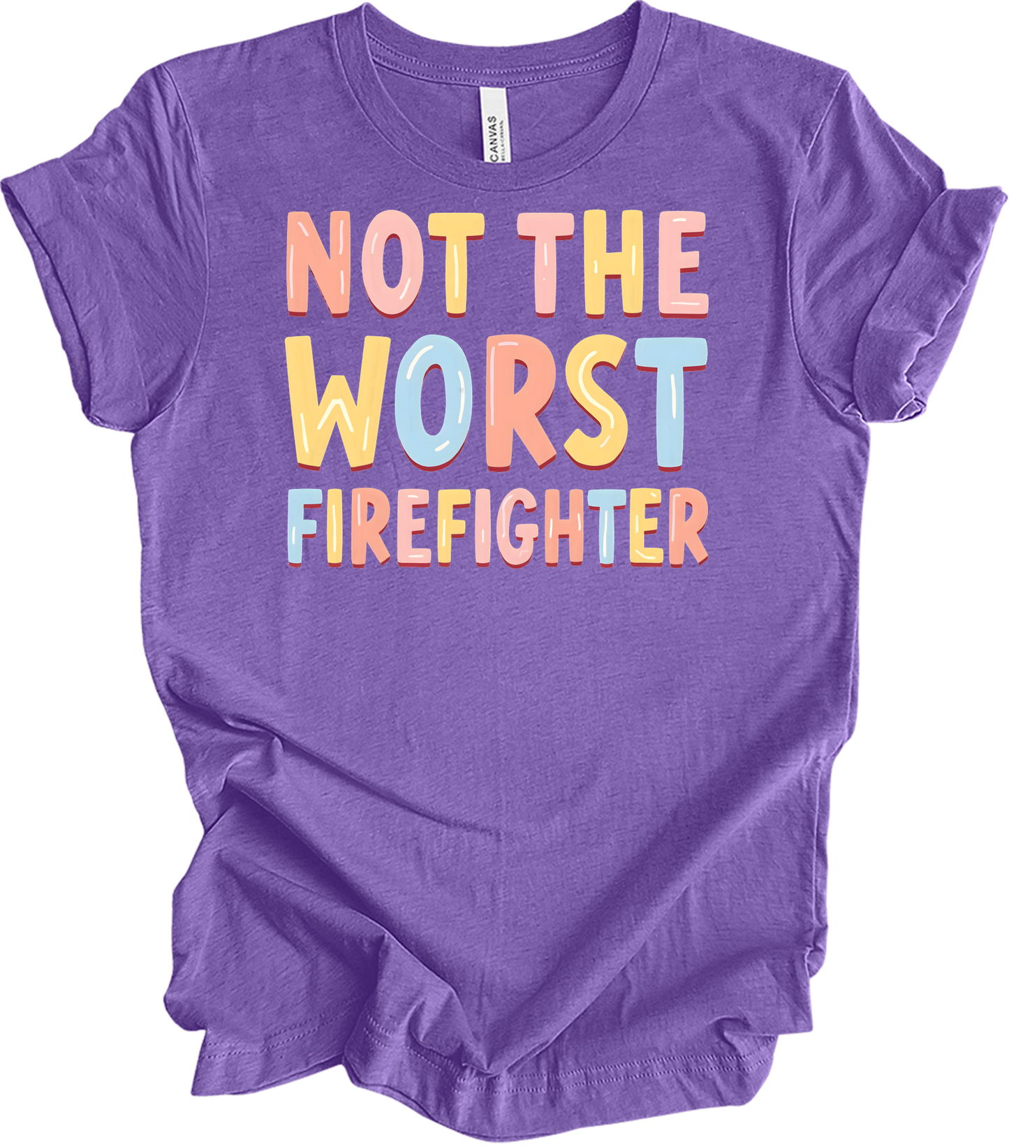 Not the Worst Firefighter T-Shirt in Heather Team Purple