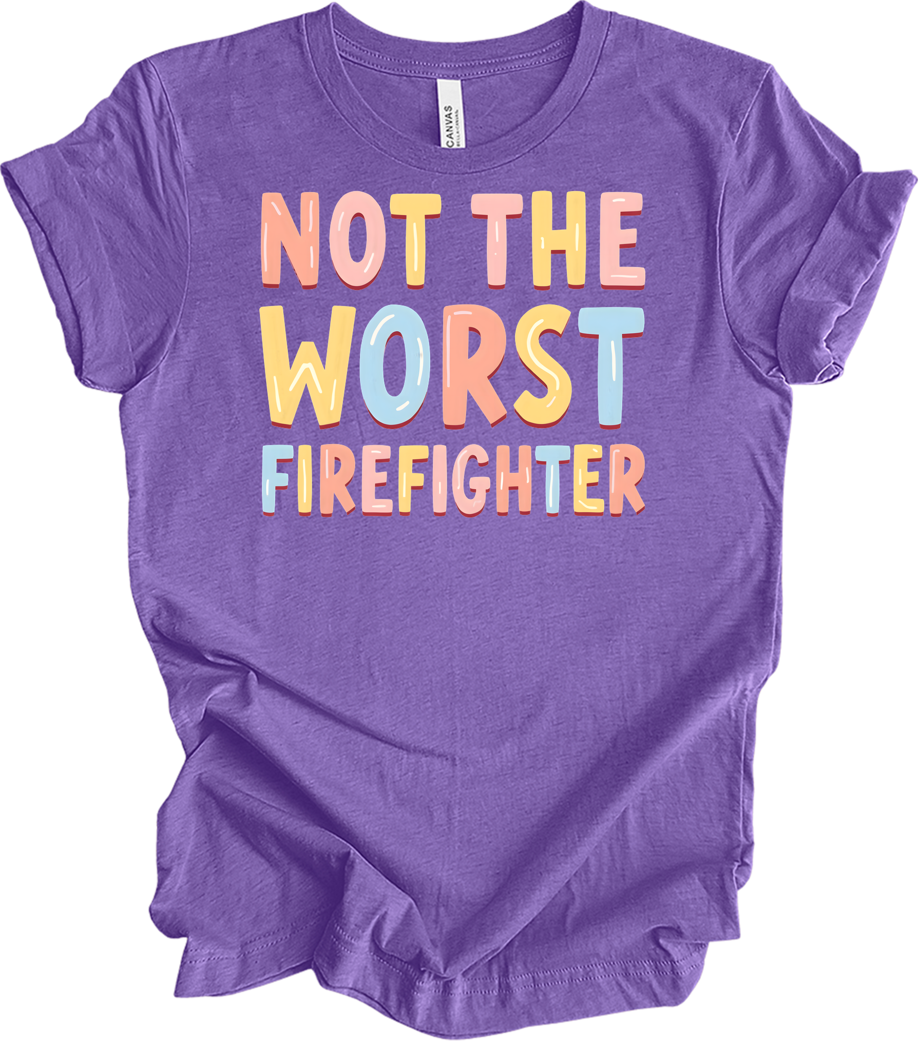 Not the Worst Firefighter T-Shirt in Heather Team Purple