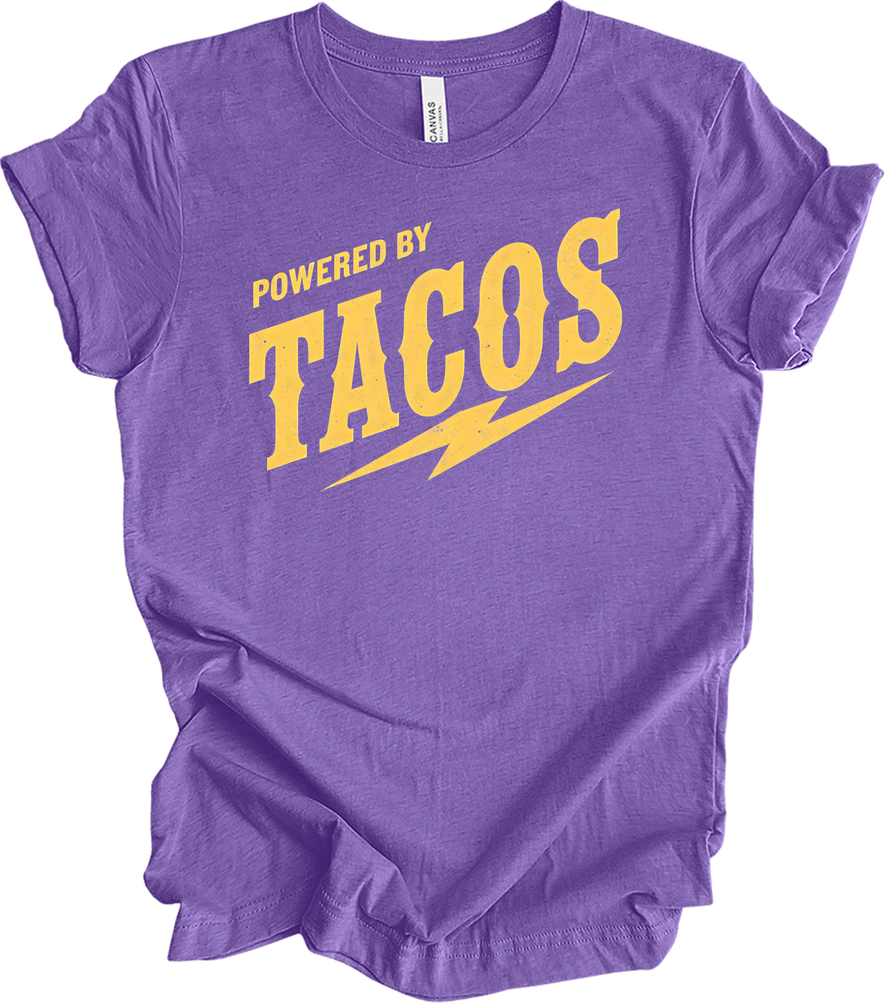 Powered By Tacos - Unisex T-Shirt in Heather Team Purple