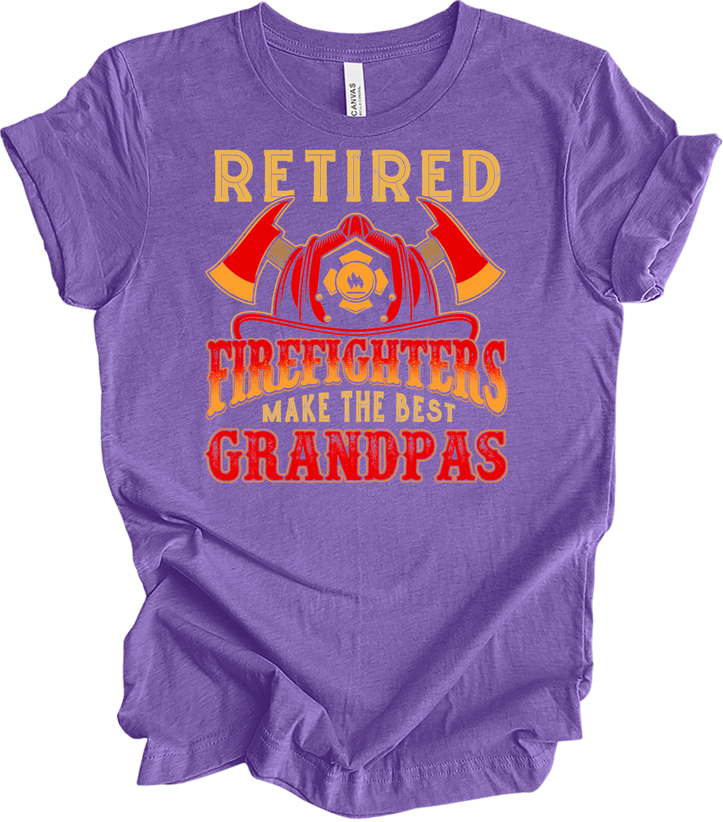 Retired Firefighter Grandpa T-Shirt in Heather Team Purple