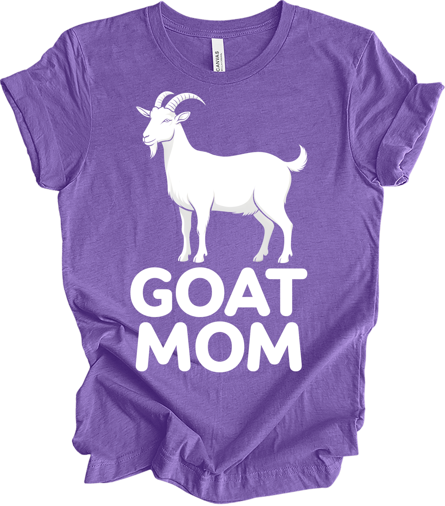GOAT MOM for Women T-Shirt in Heather Team Purple