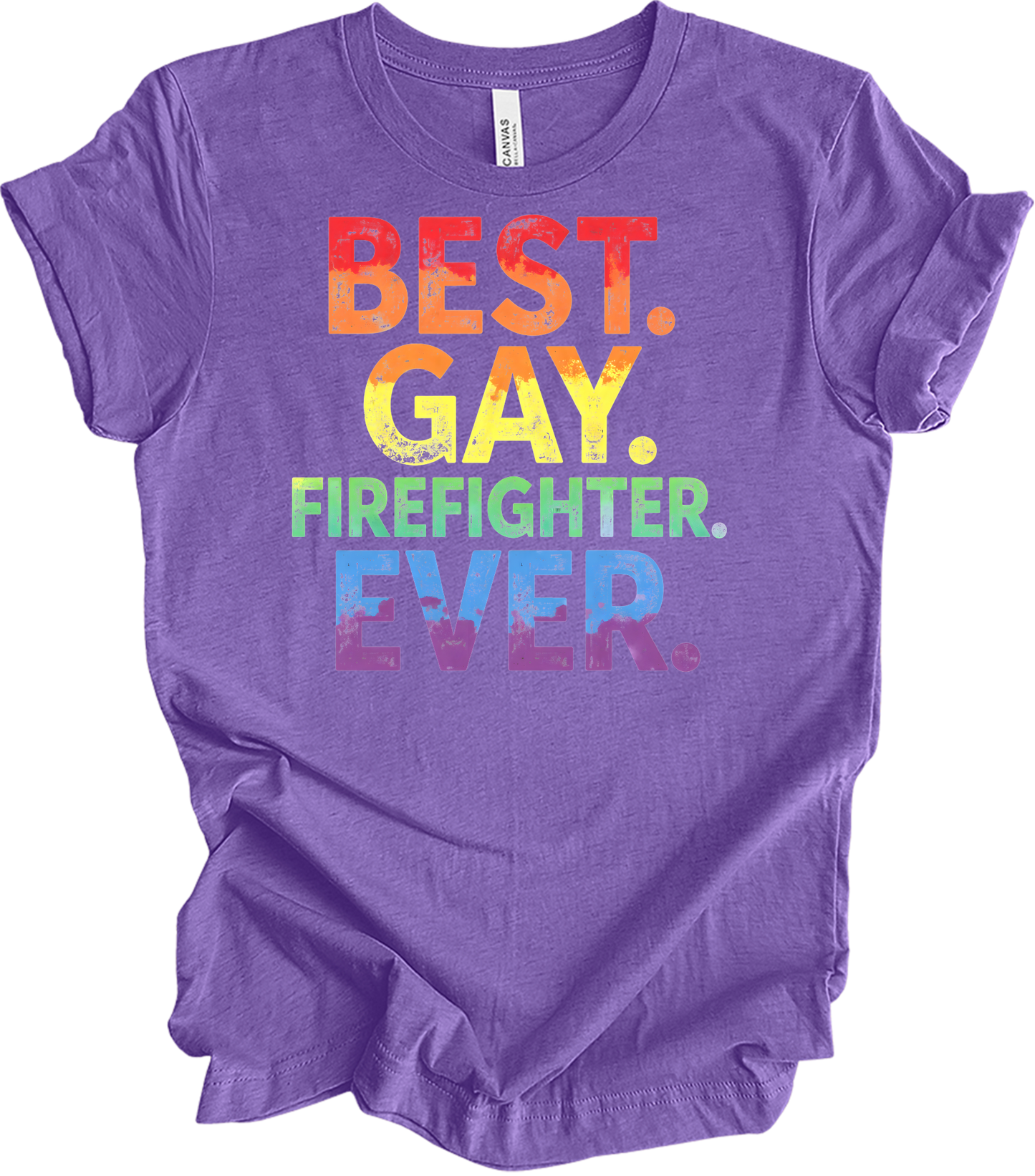 Best Gay Firefighter Ever T-Shirt in Heather Team Purple