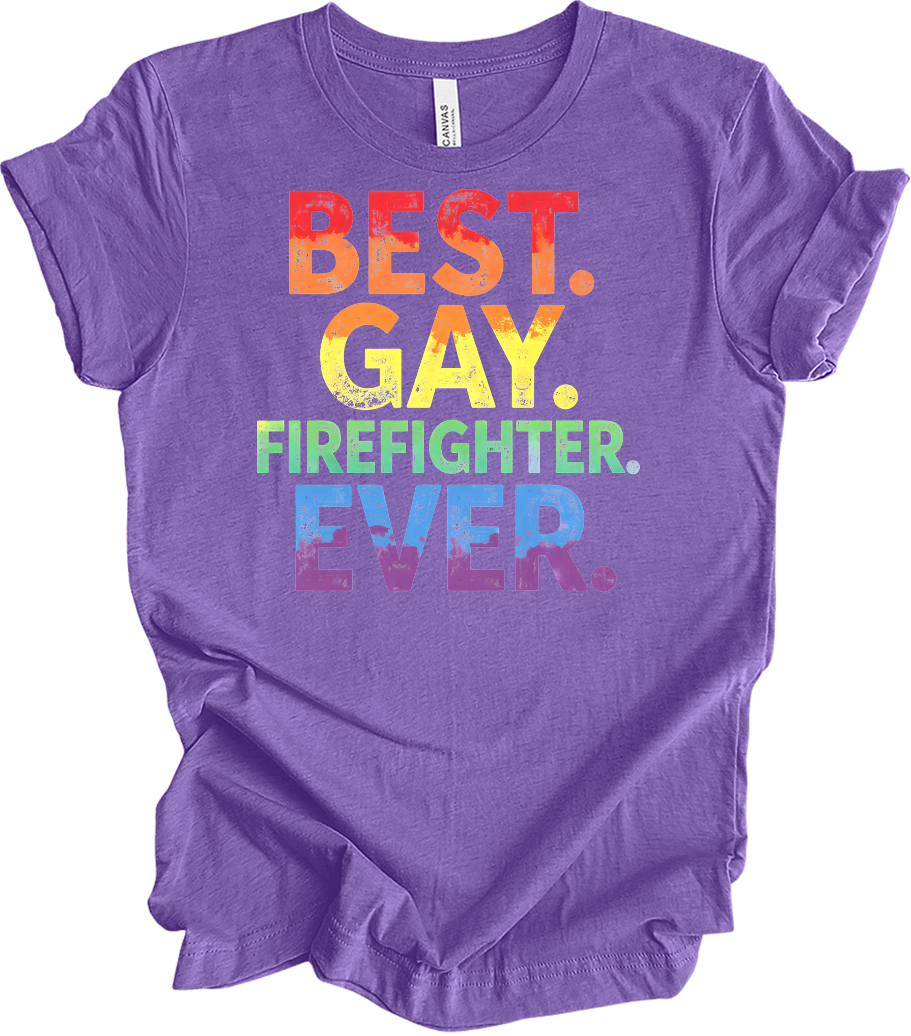 Best Gay Firefighter Ever T-Shirt in Heather Team Purple