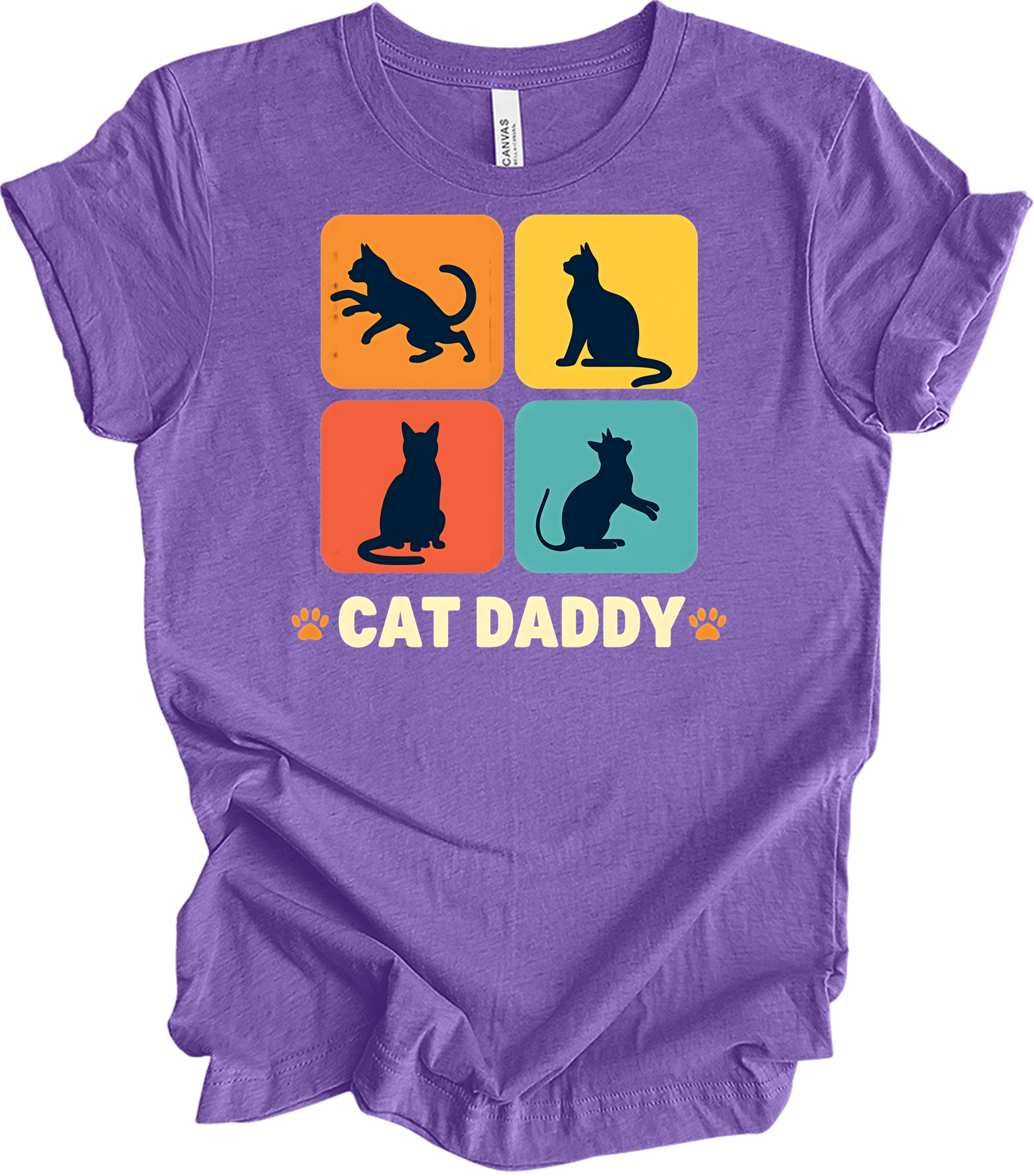 Cat Daddy Retro for Men T-Shirt in Heather Team Purple