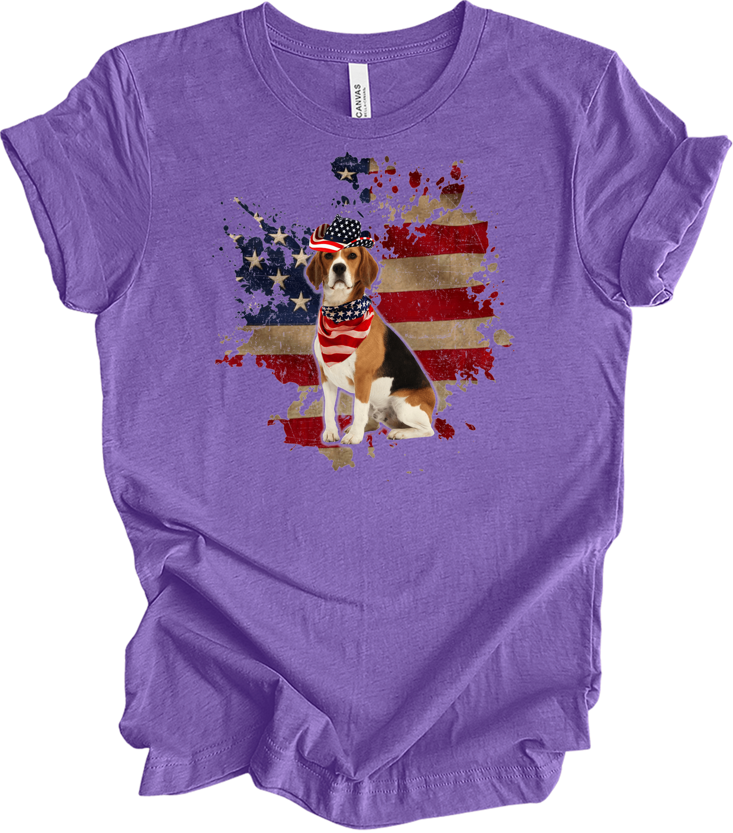 Beagle 4th of July T-Shirt in Heather Team Purple