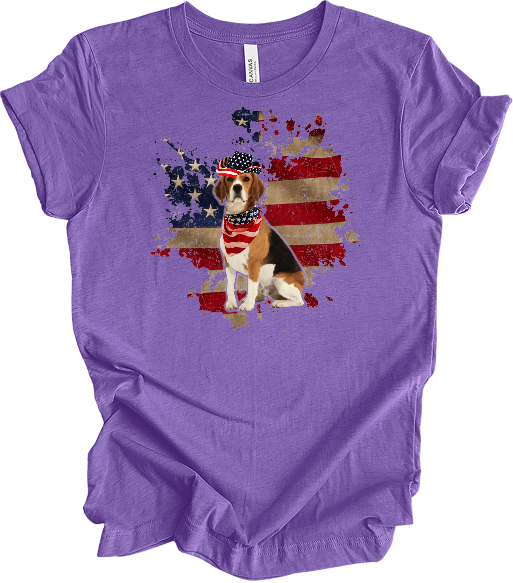 Beagle 4th of July T-Shirt in Heather Team Purple