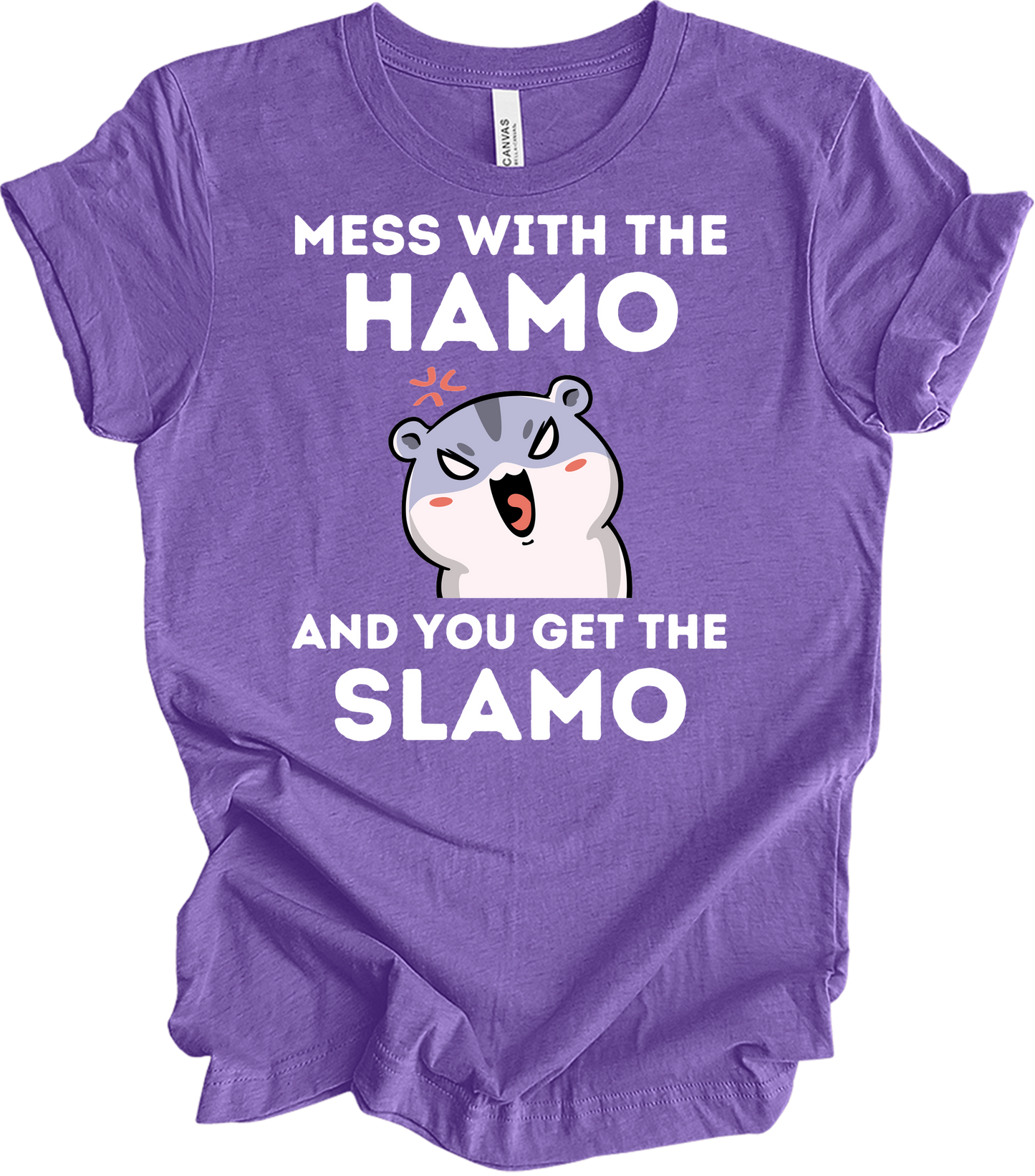Mess With The Hamo Funny T-Shirt in Heather Team Purple