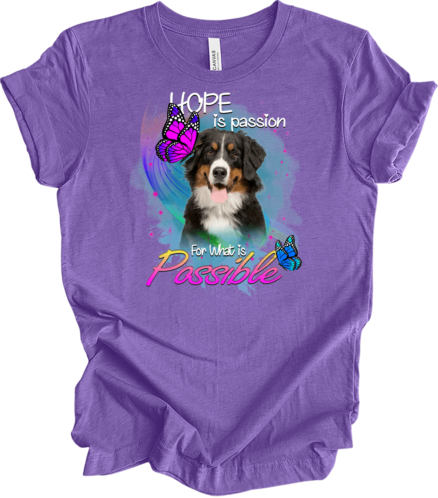 Bernese Mountain Dog Hope T-Shirt in Heather Team Purple