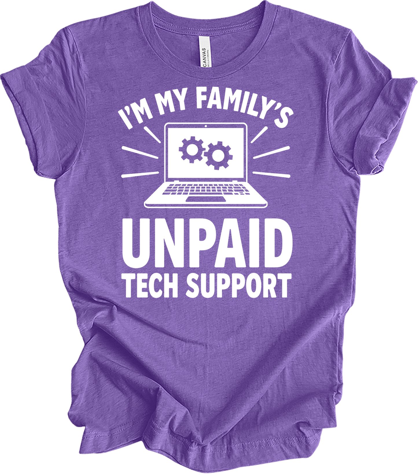 Unpaid Tech Support T-Shirt in Heather Team Purple