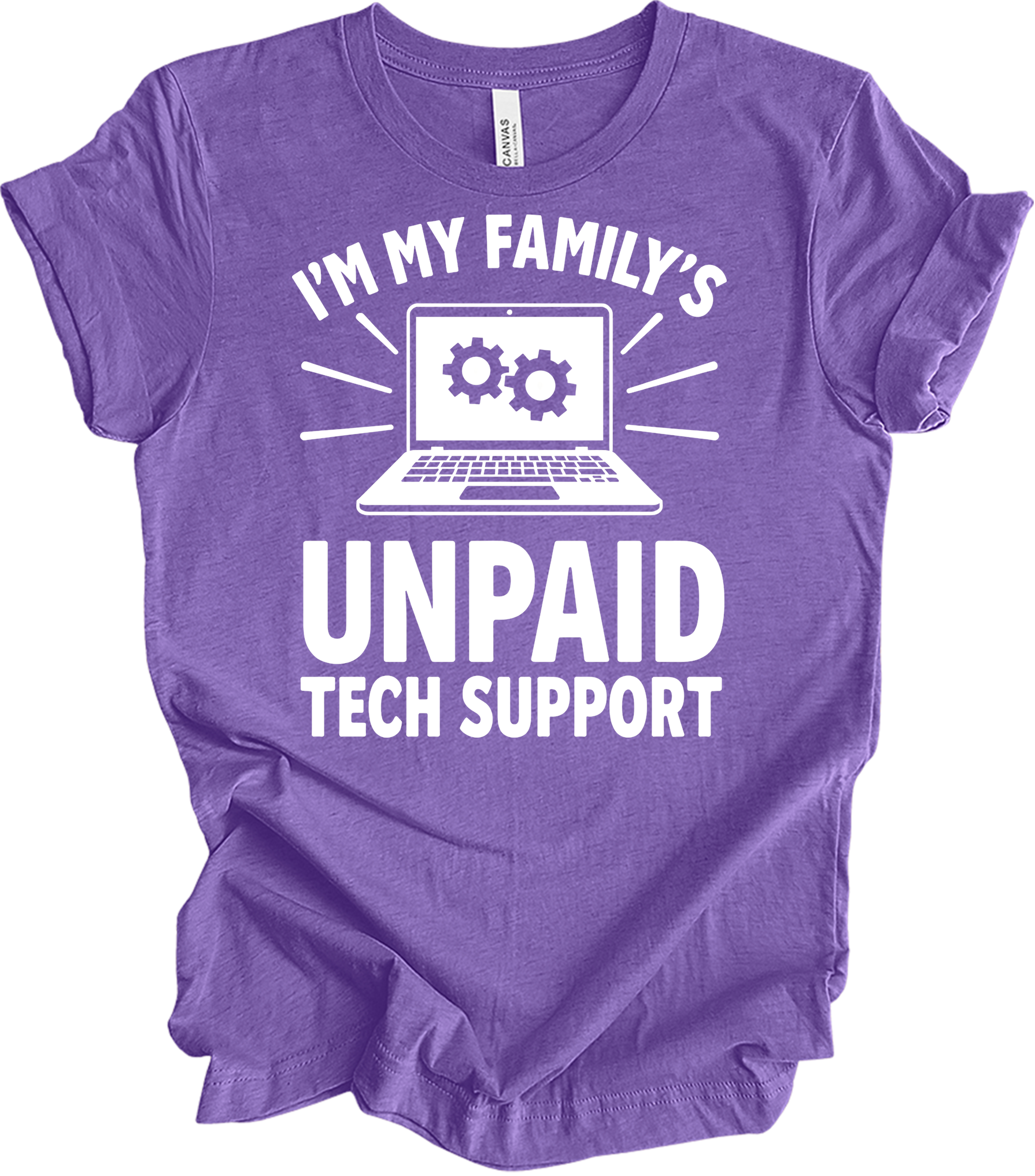 Unpaid Tech Support T-Shirt in Heather Team Purple