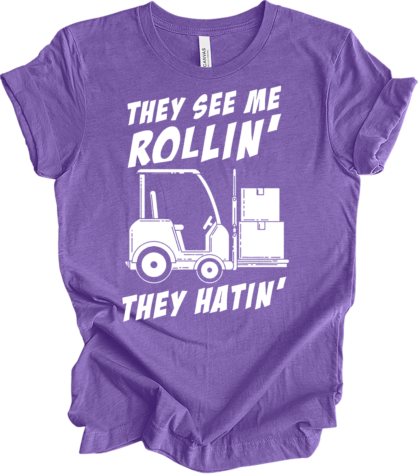 Forklift Operator Funny T-Shirt in Heather Team Purple