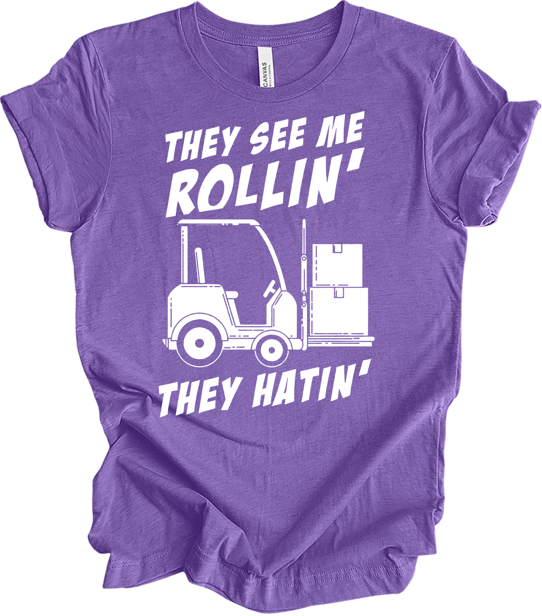 Forklift Operator Funny T-Shirt in Heather Team Purple