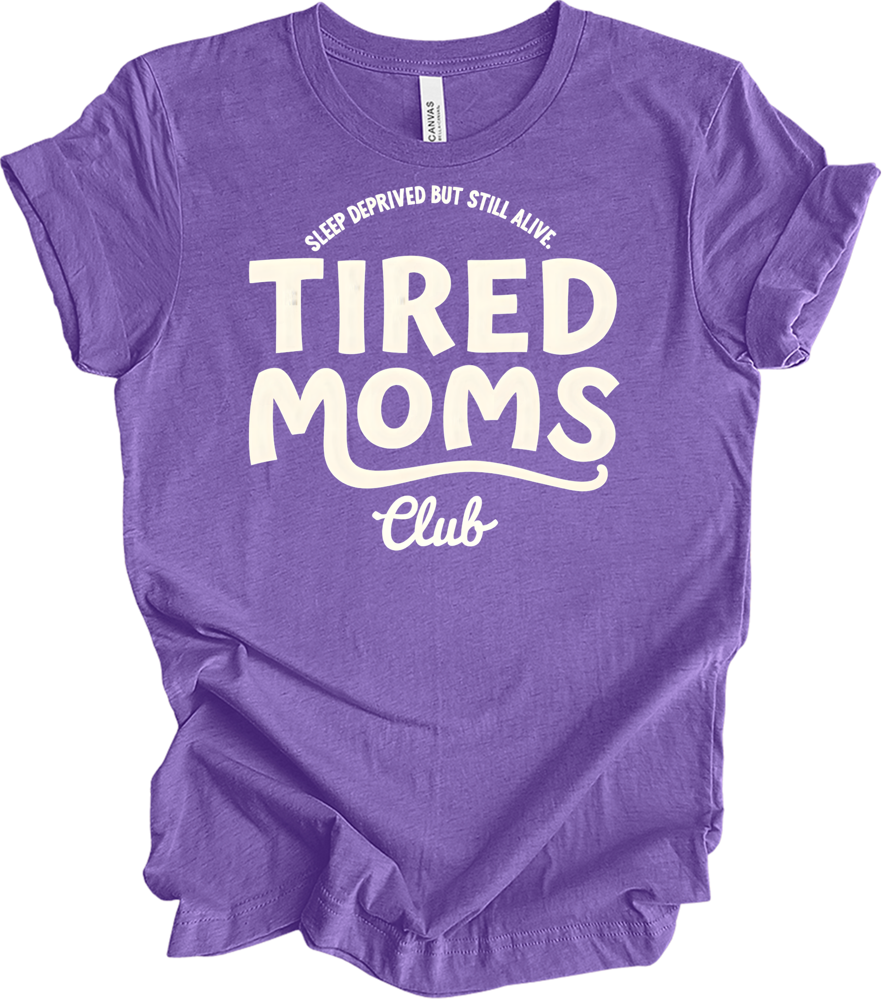 Tired Moms Club - Funny Mom T-Shirt in Heather Team Purple