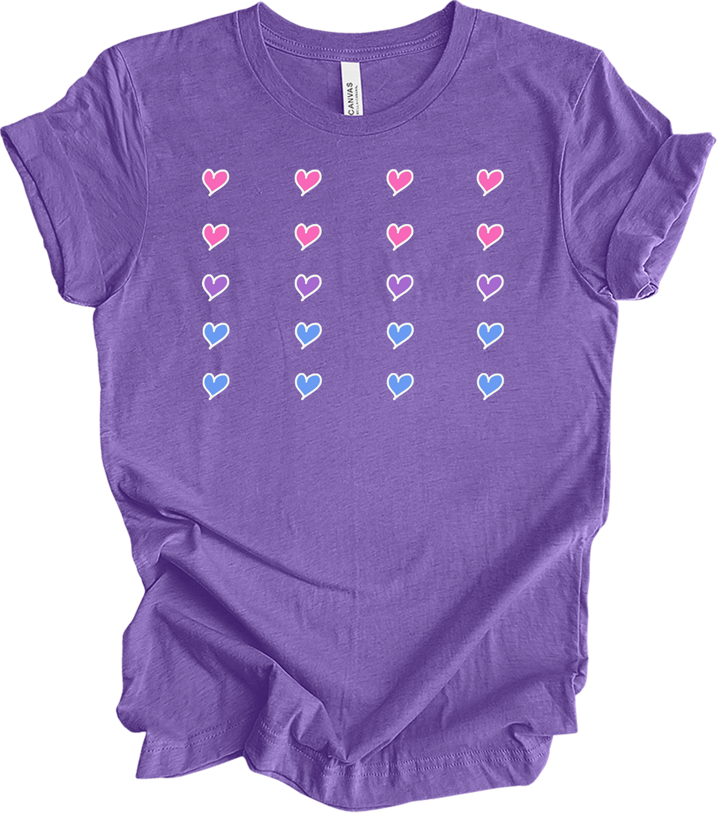 Pride Hearts - Cute Design T-Shirt in Heather Team Purple