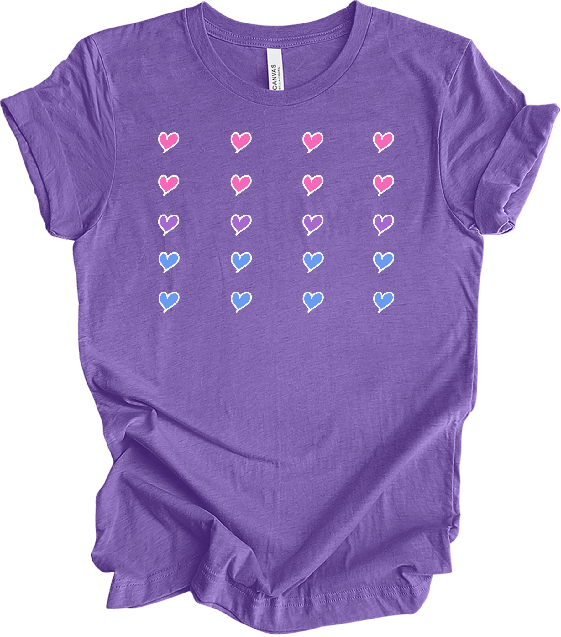 Pride Hearts - Cute Design T-Shirt in Heather Team Purple