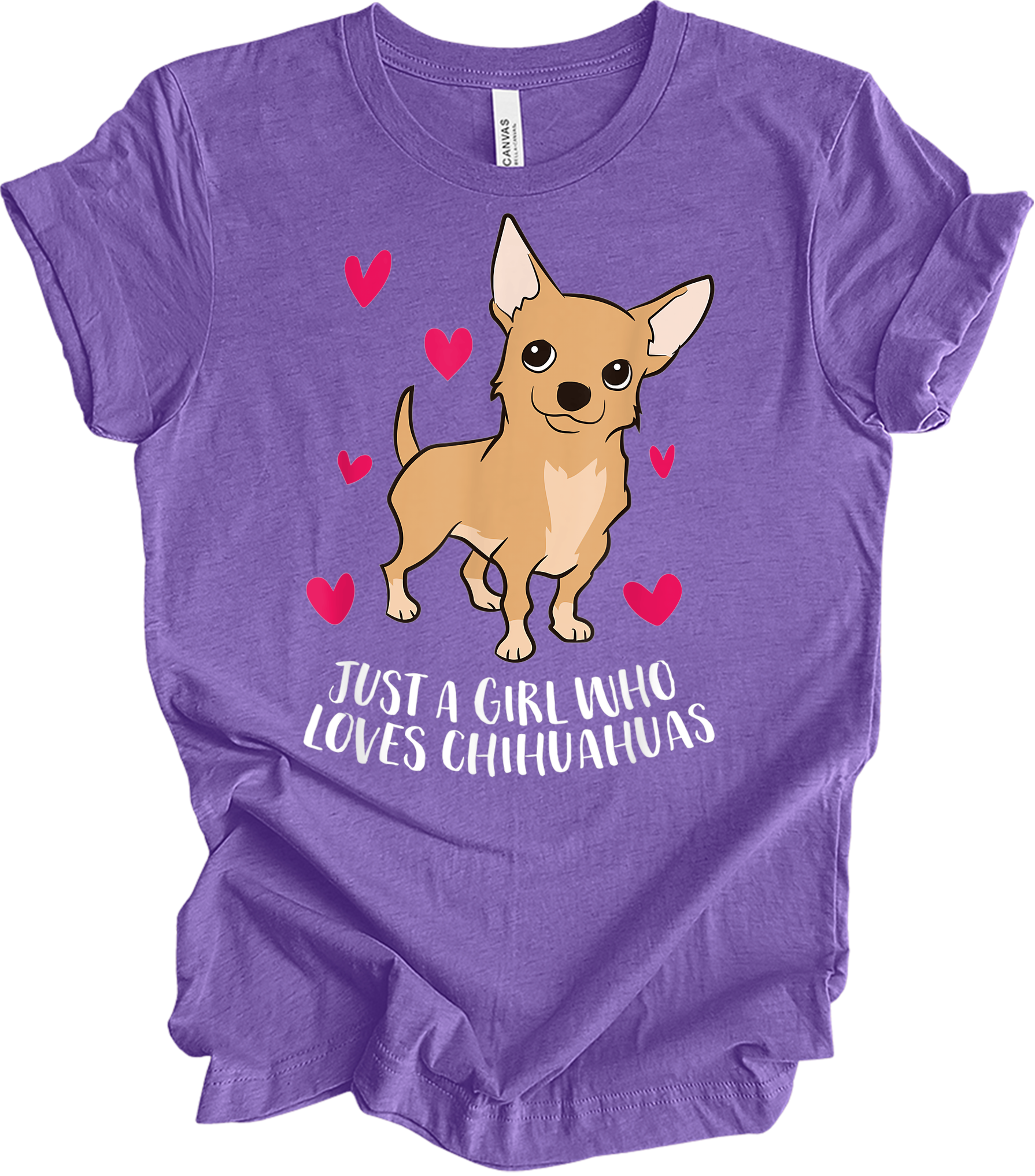 Just A Girl Who Loves Chihuahuas - Cute Dog Girl T-Shirt in Heather Team Purple