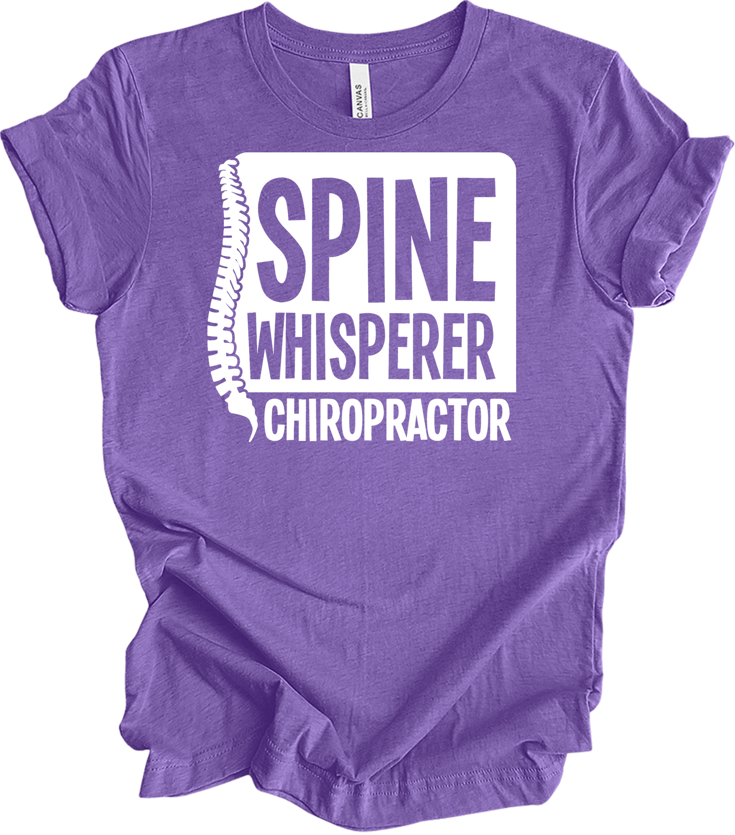 Spine Whisperer Chiropractor T-Shirt in Heather Team Purple