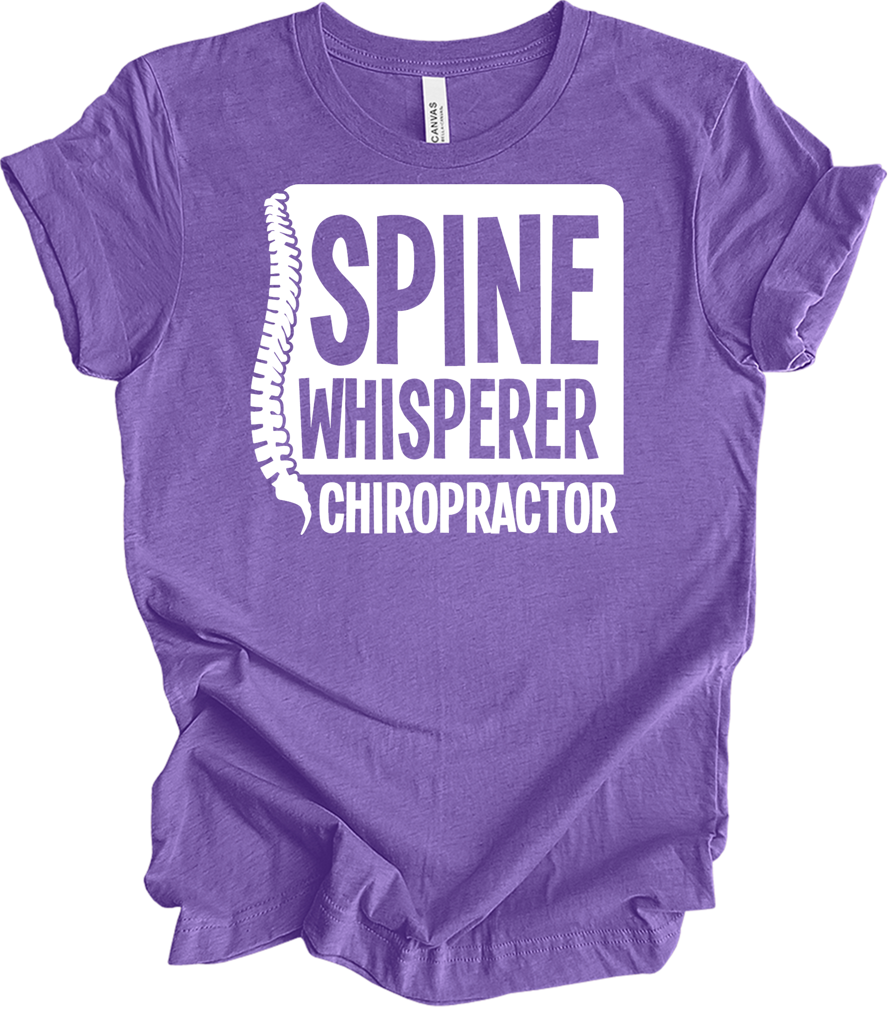 Spine Whisperer Chiropractor T-Shirt in Heather Team Purple