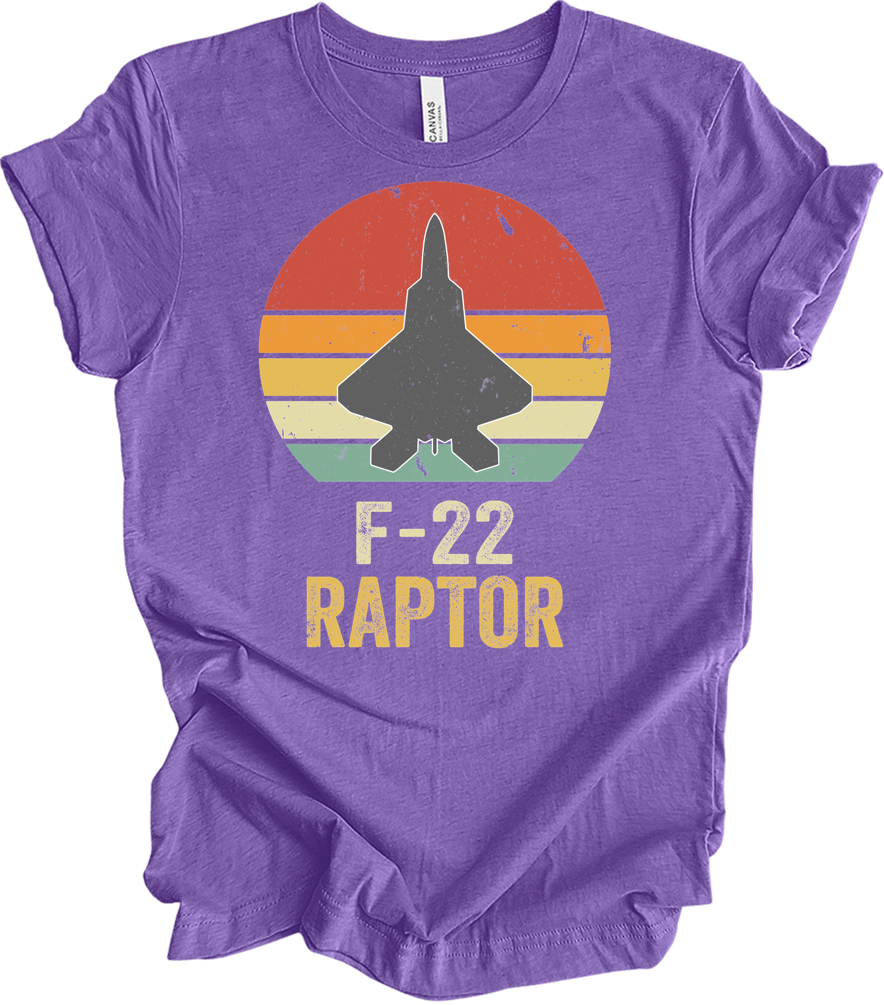 F-22 Raptor Retro T-Shirt in Heather Team Purple