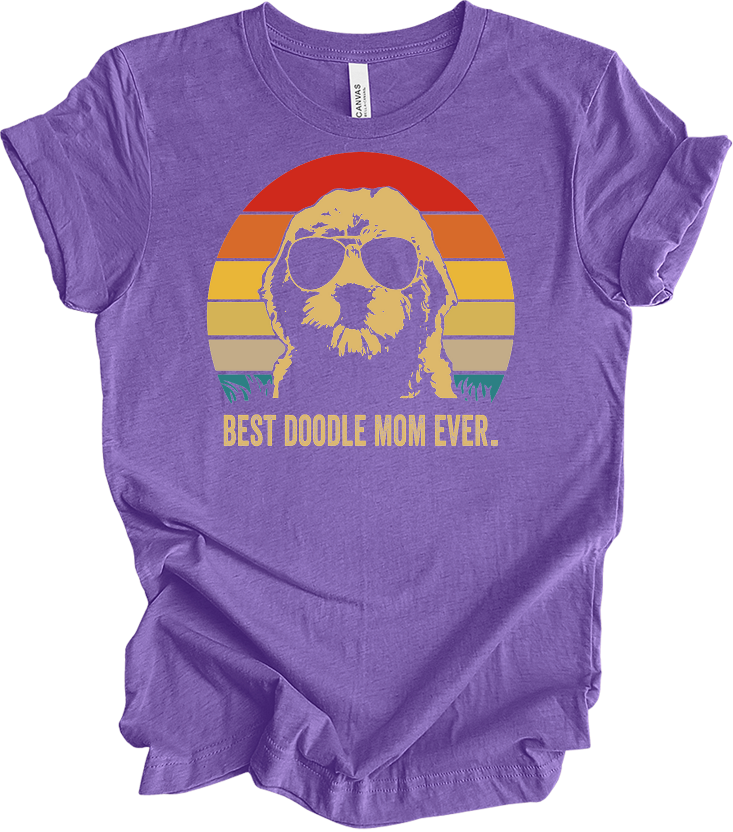 Best Doodle Mom Ever The Big Lebowski Style Retro Dog T-Shirt in Heather Team Purple