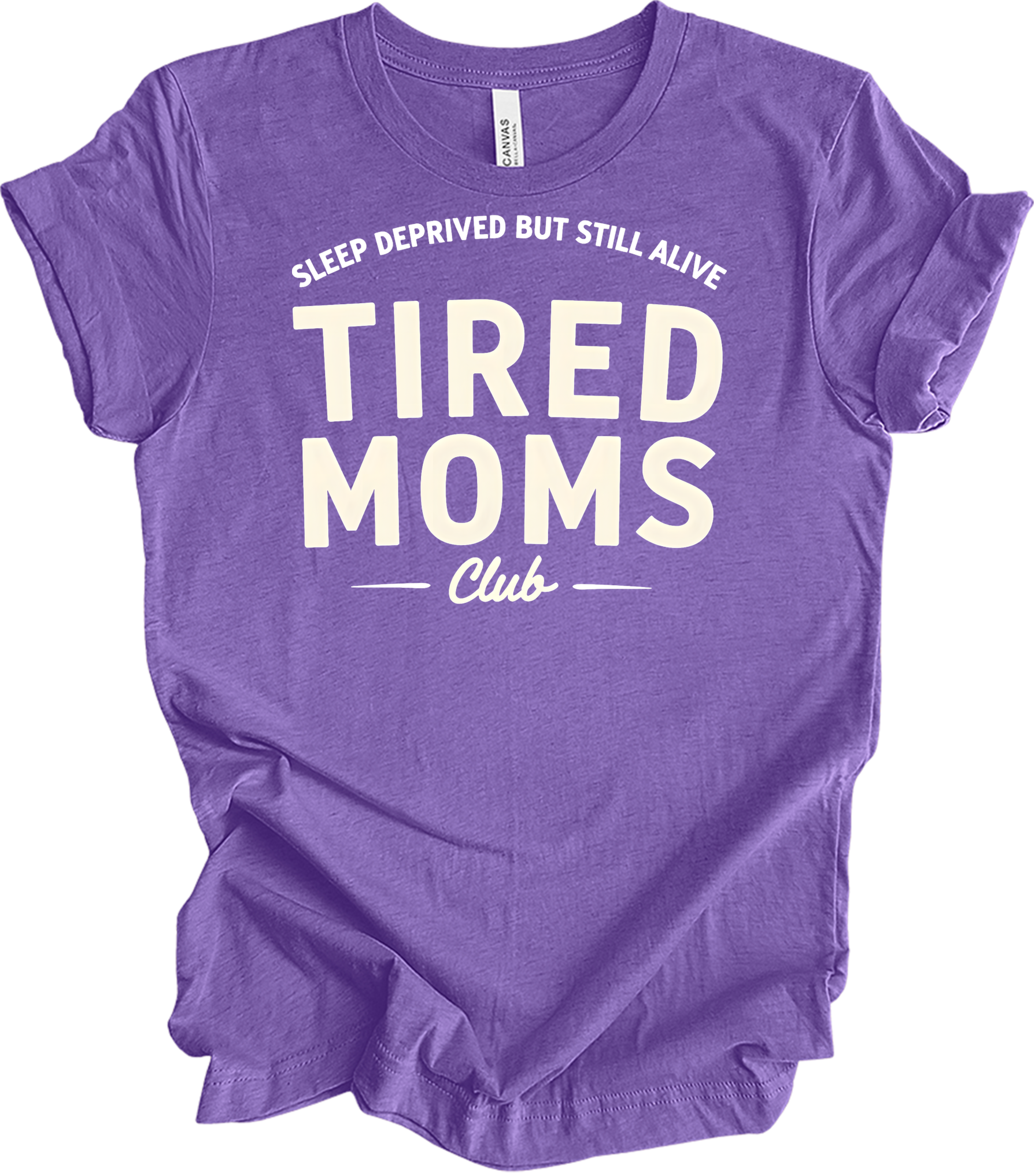 Tired Moms Club - Funny Mom T-Shirt in Heather Team Purple