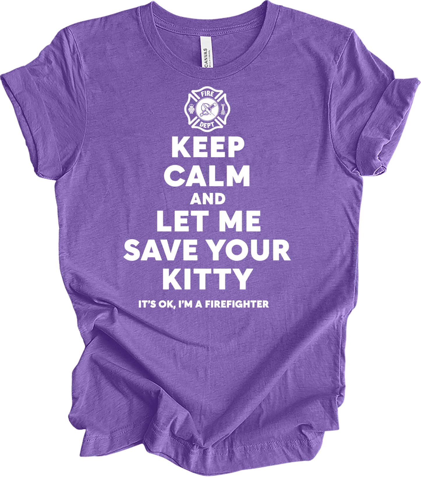 Firefighter Rescue - Save Your Kitty T-Shirt in Heather Team Purple