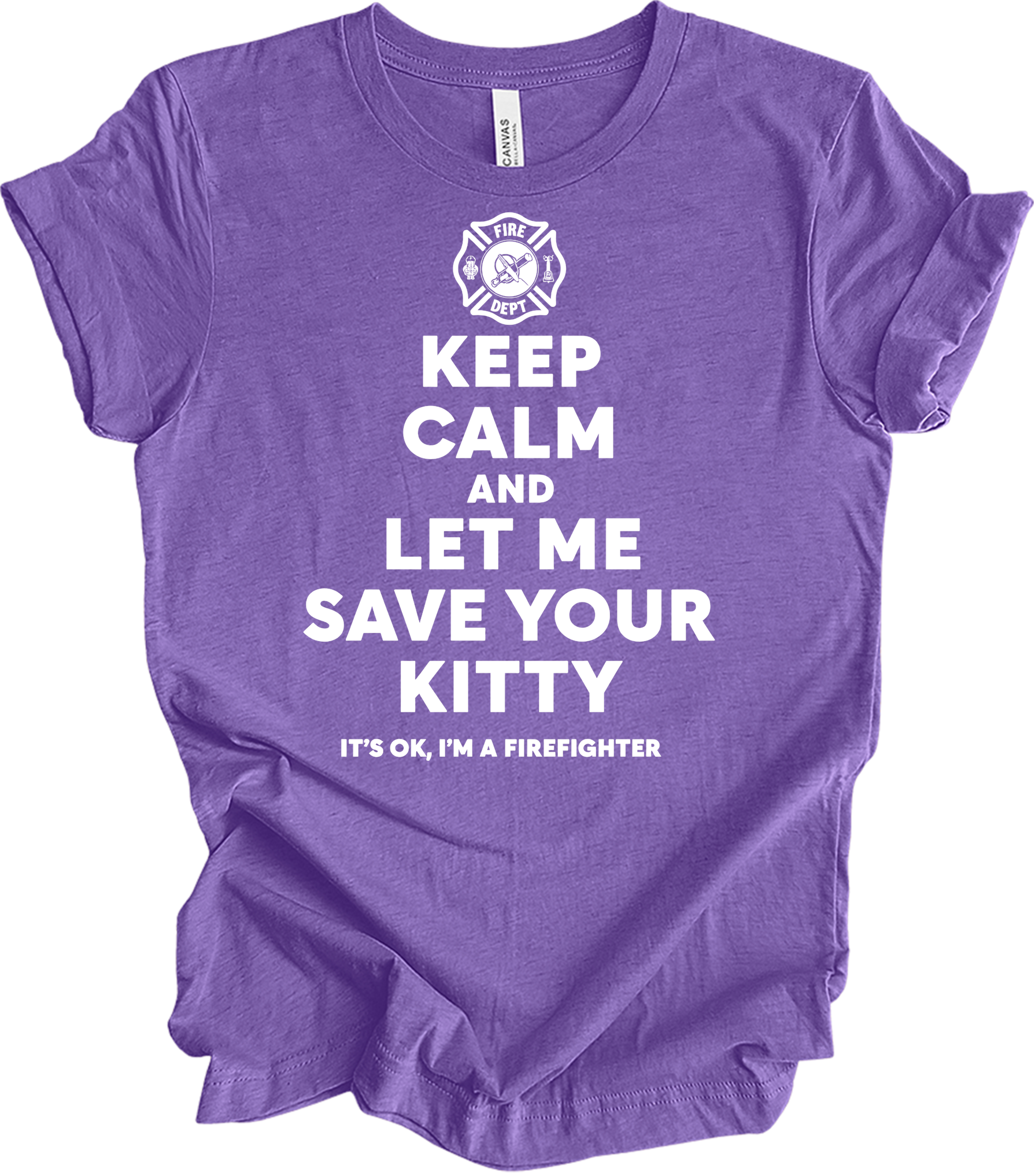 Firefighter Rescue - Save Your Kitty T-Shirt in Heather Team Purple