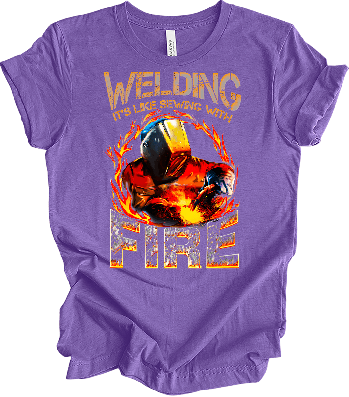 Welding: Sewing with Fire T-Shirt in Heather Team Purple