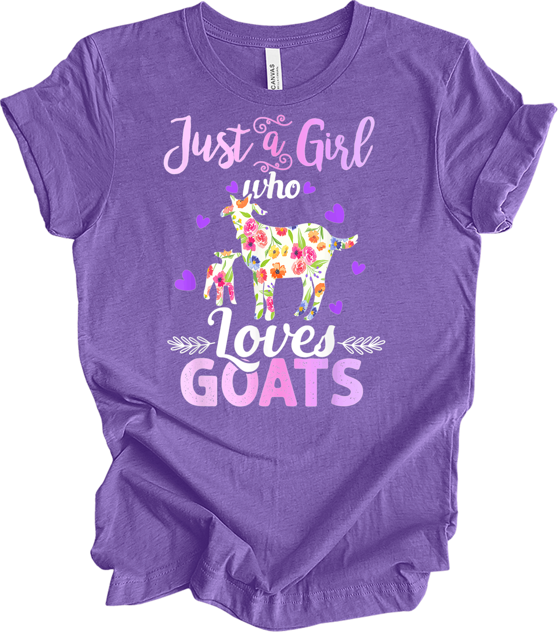 Just a Girl Who Loves Goats T-Shirt in Heather Team Purple