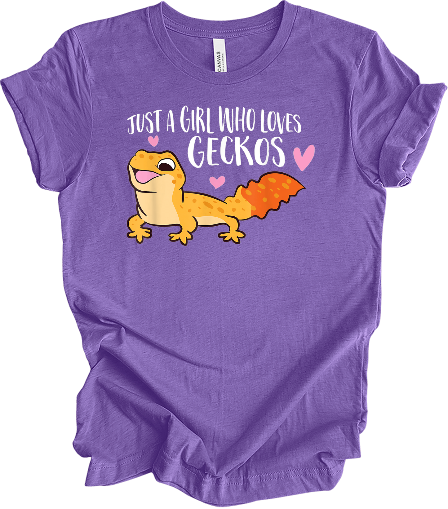 Just a Girl Who Loves Geckos T-Shirt in Heather Team Purple