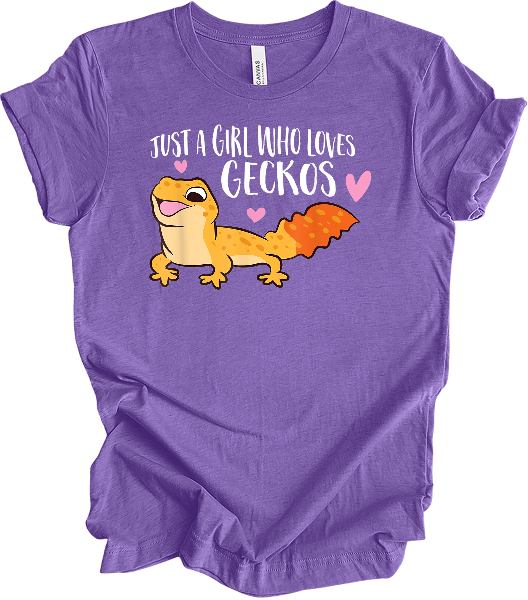 Just a Girl Who Loves Geckos T-Shirt in Heather Team Purple