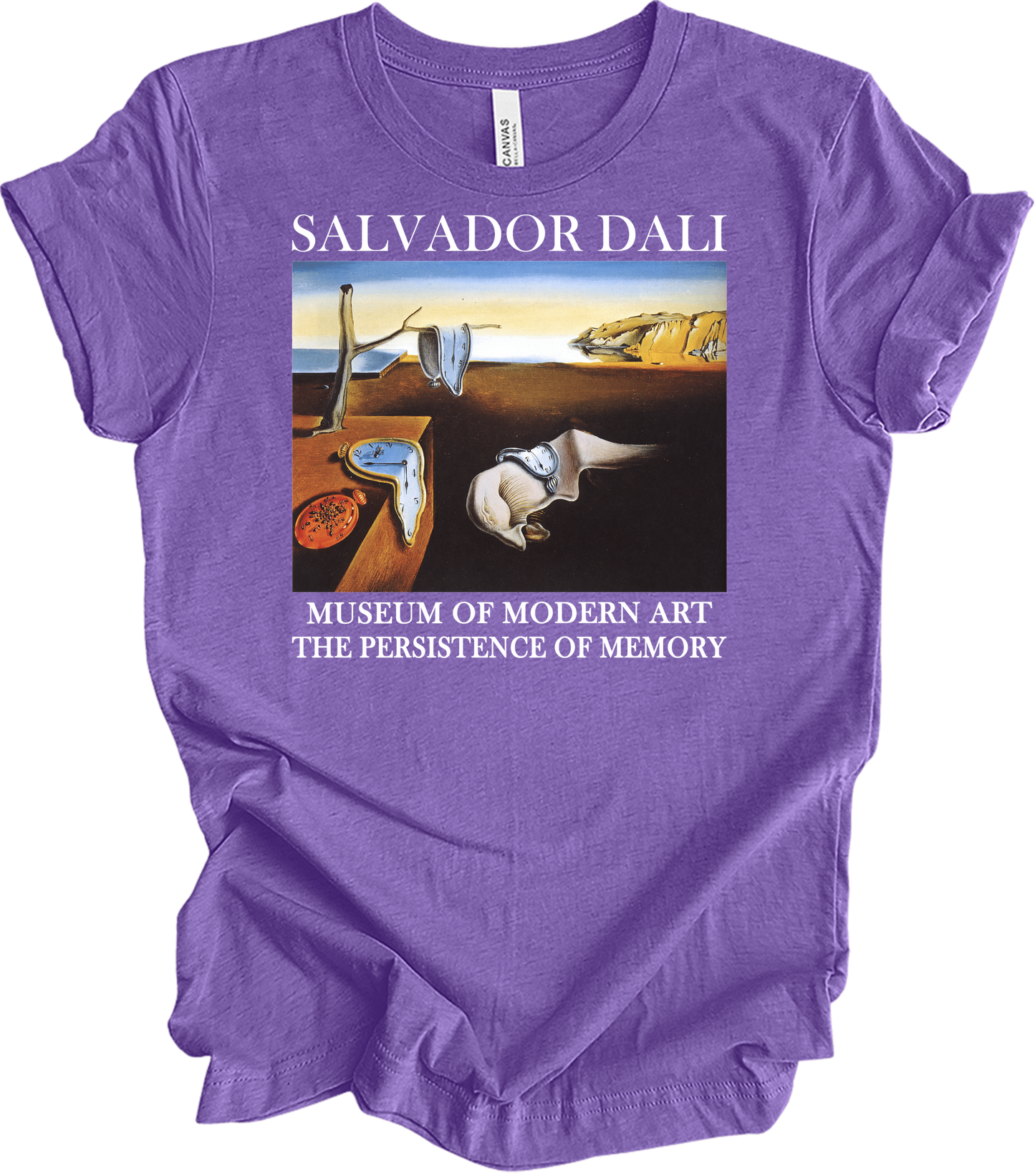 Salvador Dali The Persistence of Memory Art T-Shirt in Heather Team Purple