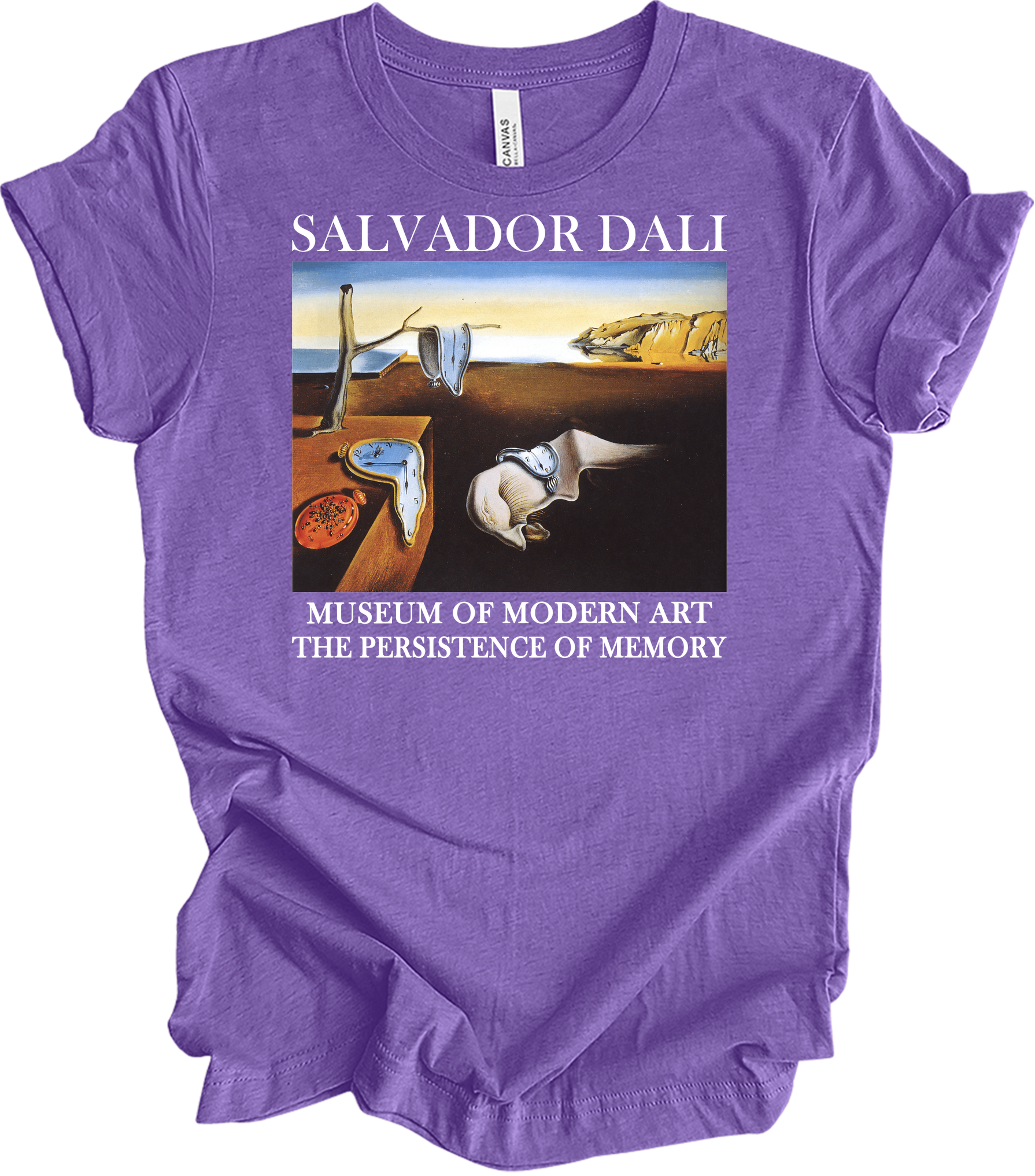 Salvador Dali The Persistence of Memory Art T-Shirt in Heather Team Purple