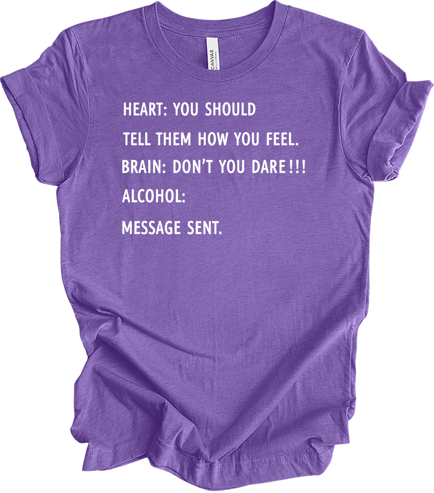 Alcohol: Heart vs Brain T-Shirt in Heather Team Purple
