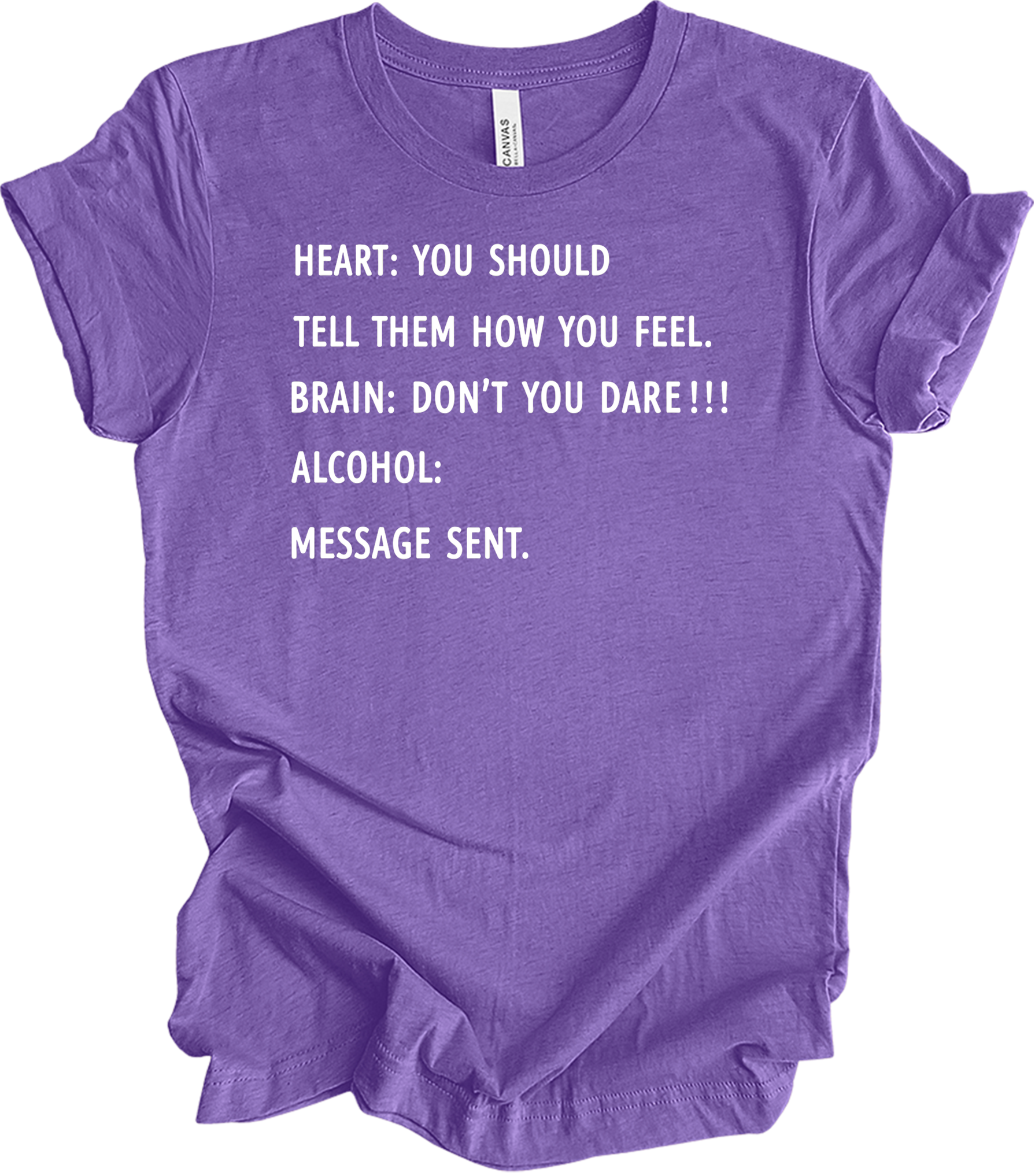 Alcohol: Heart vs Brain T-Shirt in Heather Team Purple