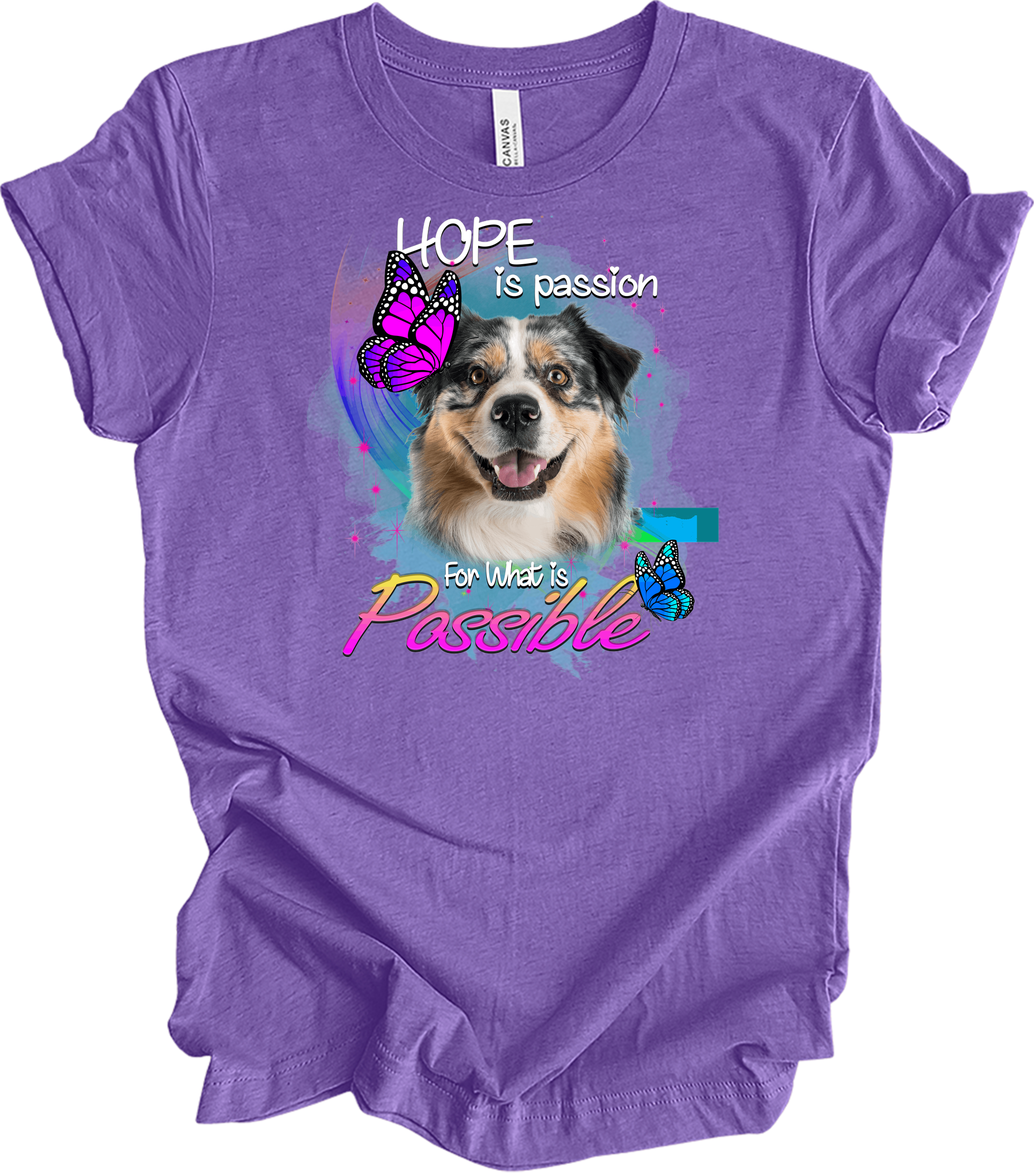 Aussie Shepherd Hope T-Shirt in Heather Team Purple