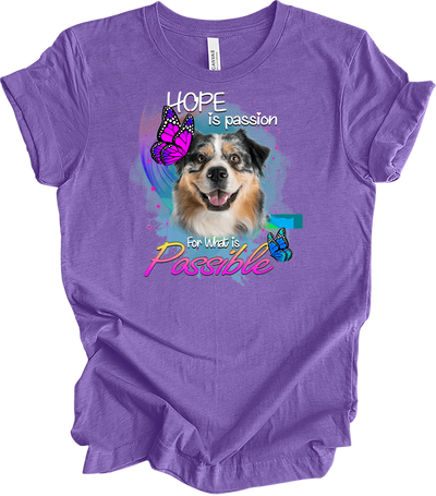 Aussie Shepherd Hope T-Shirt in Heather Team Purple
