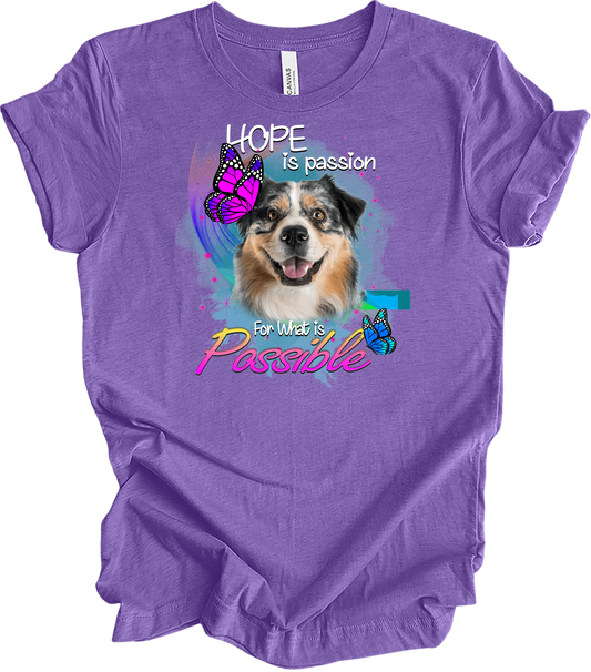 Aussie Shepherd Hope T-Shirt in Heather Team Purple