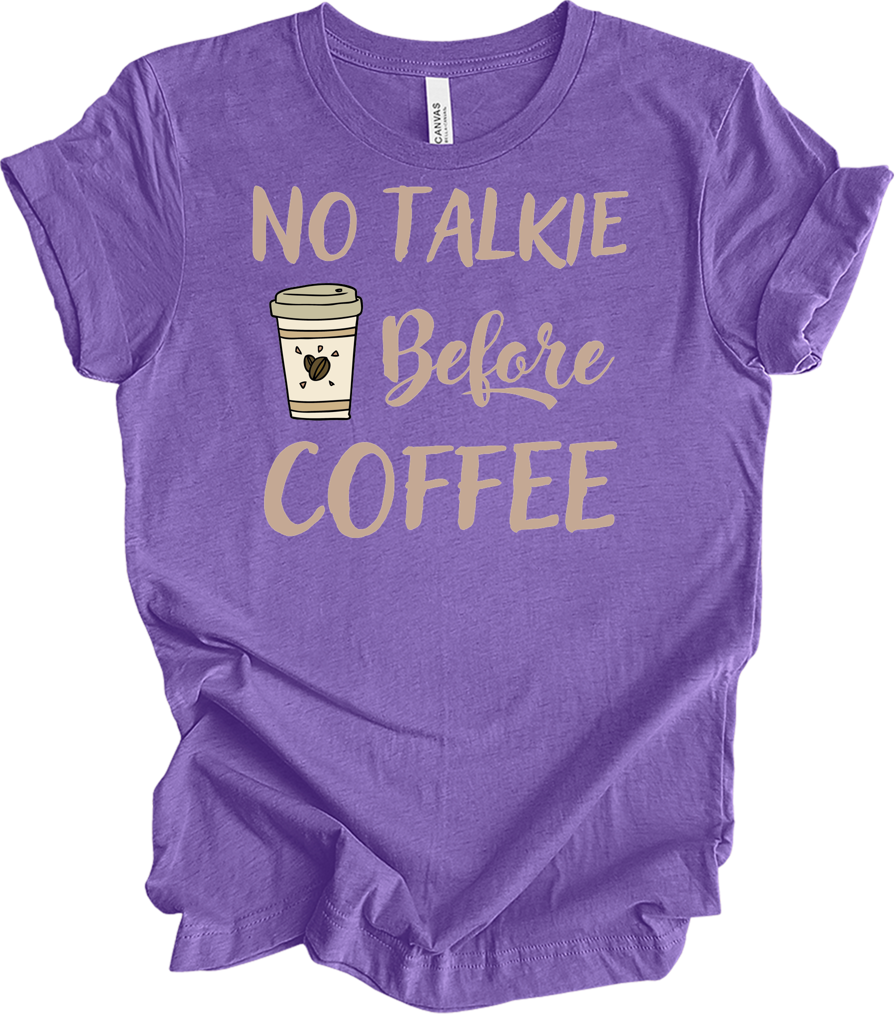 No Talkie Before Coffee T-Shirt in Heather Team Purple