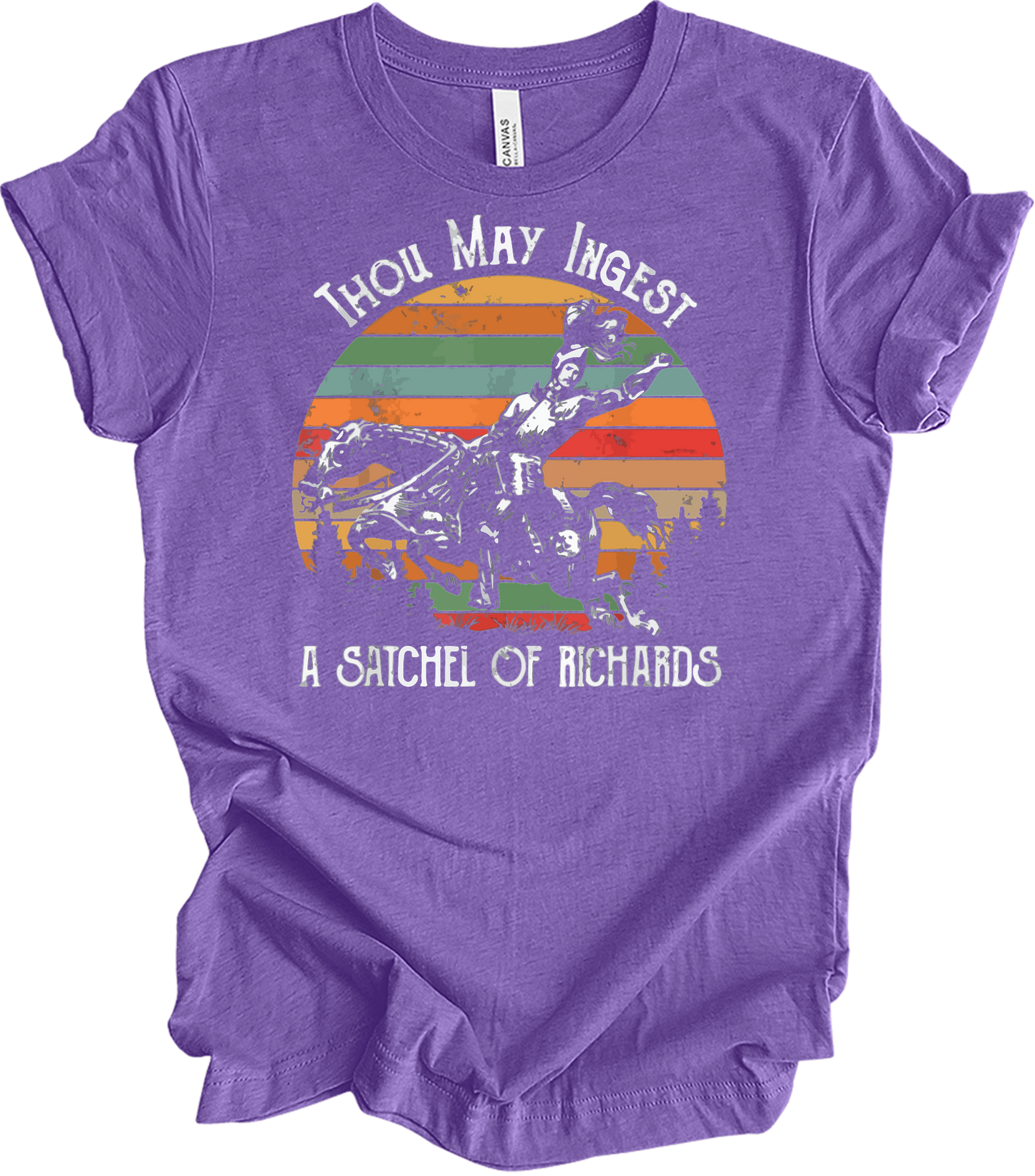 Native American Horse Thou May Ingest Satchel Of Richards T-Shirt in Heather Team Purple