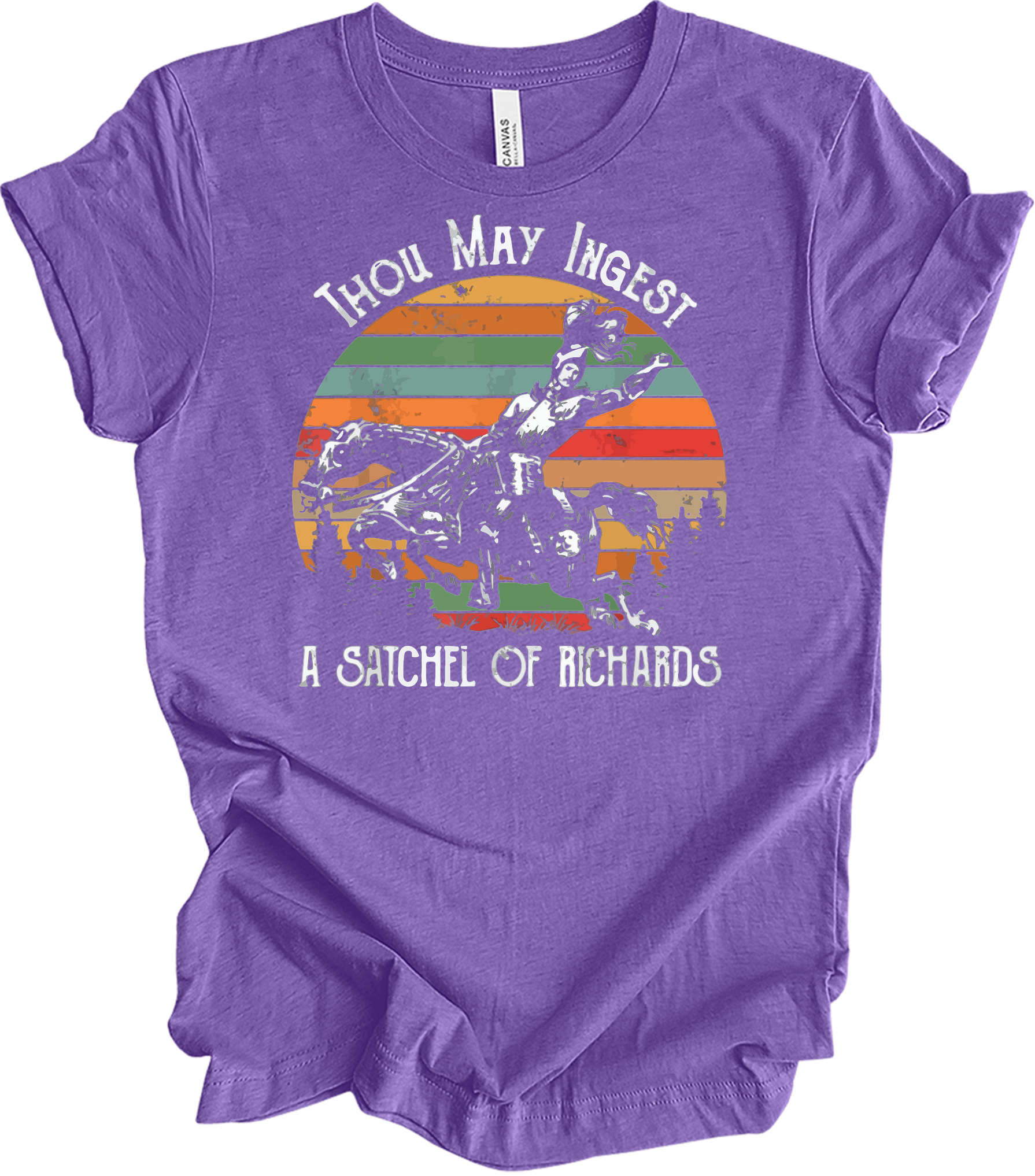 Native American Horse Thou May Ingest Satchel Of Richards T-Shirt in Heather Team Purple