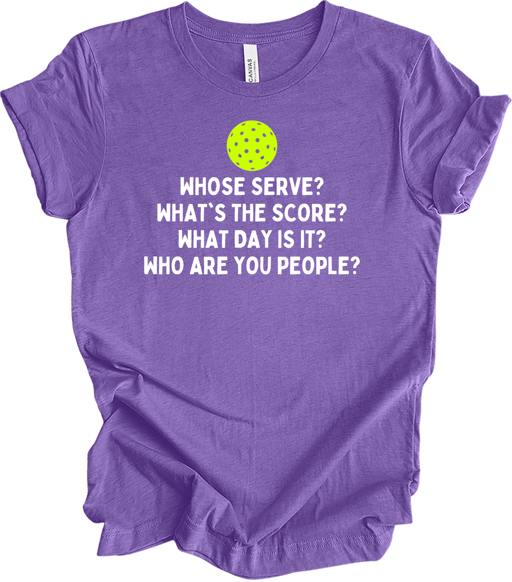 Pickleball Whose Serve? T-Shirt in Heather Team Purple