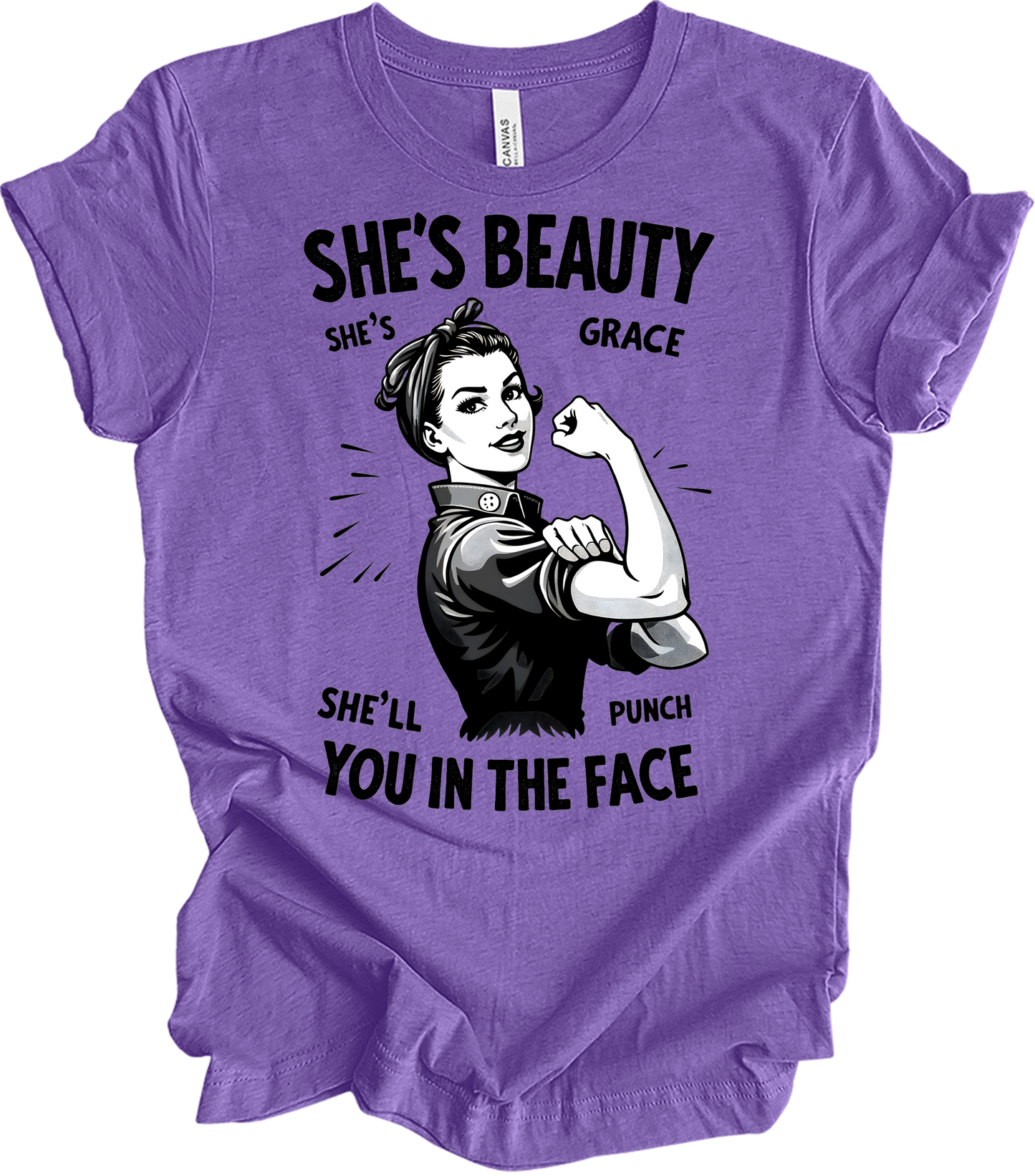 Beauty Grace Punch Face T-Shirt in Heather Team Purple