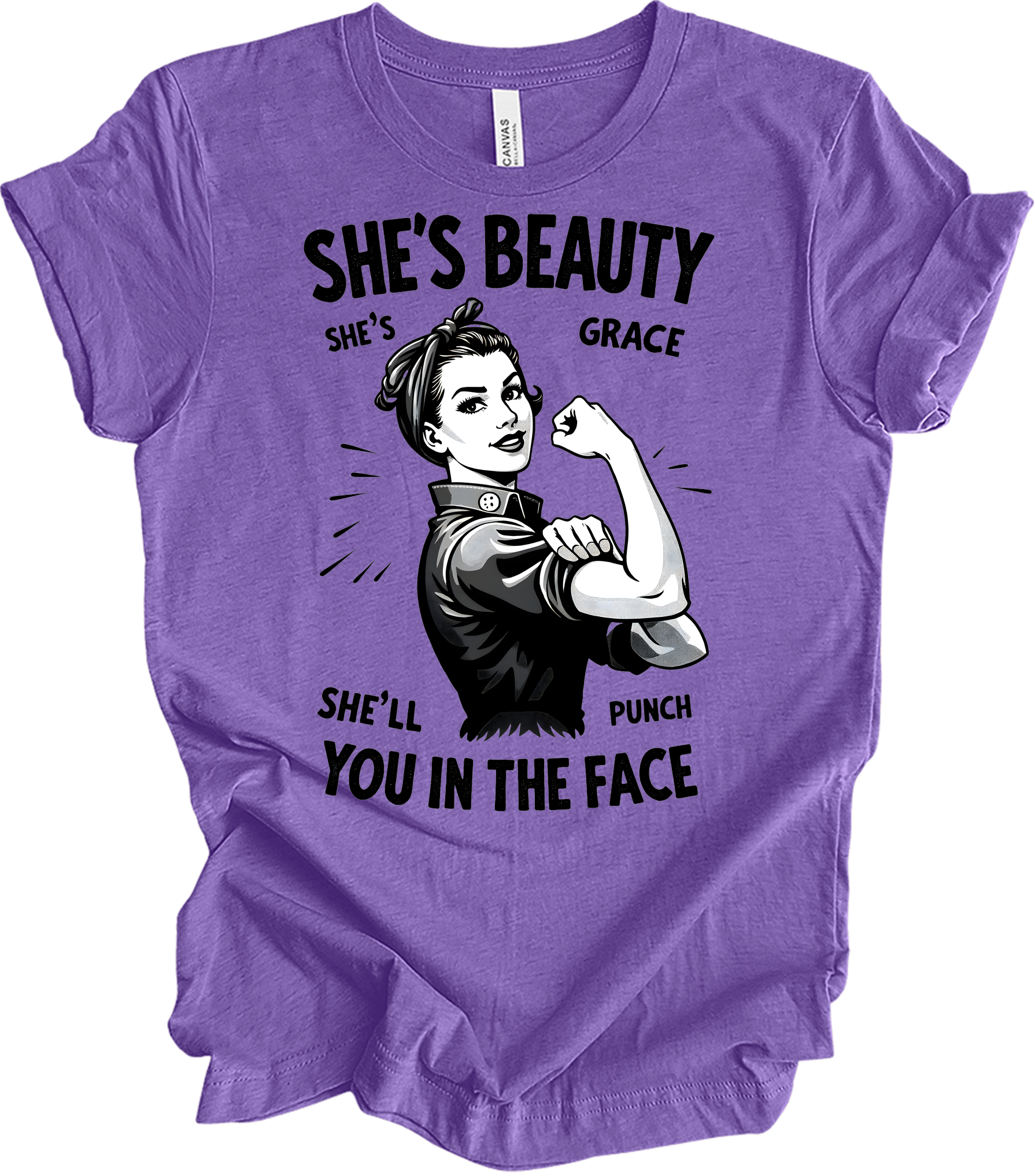 Beauty Grace Punch Face T-Shirt in Heather Team Purple