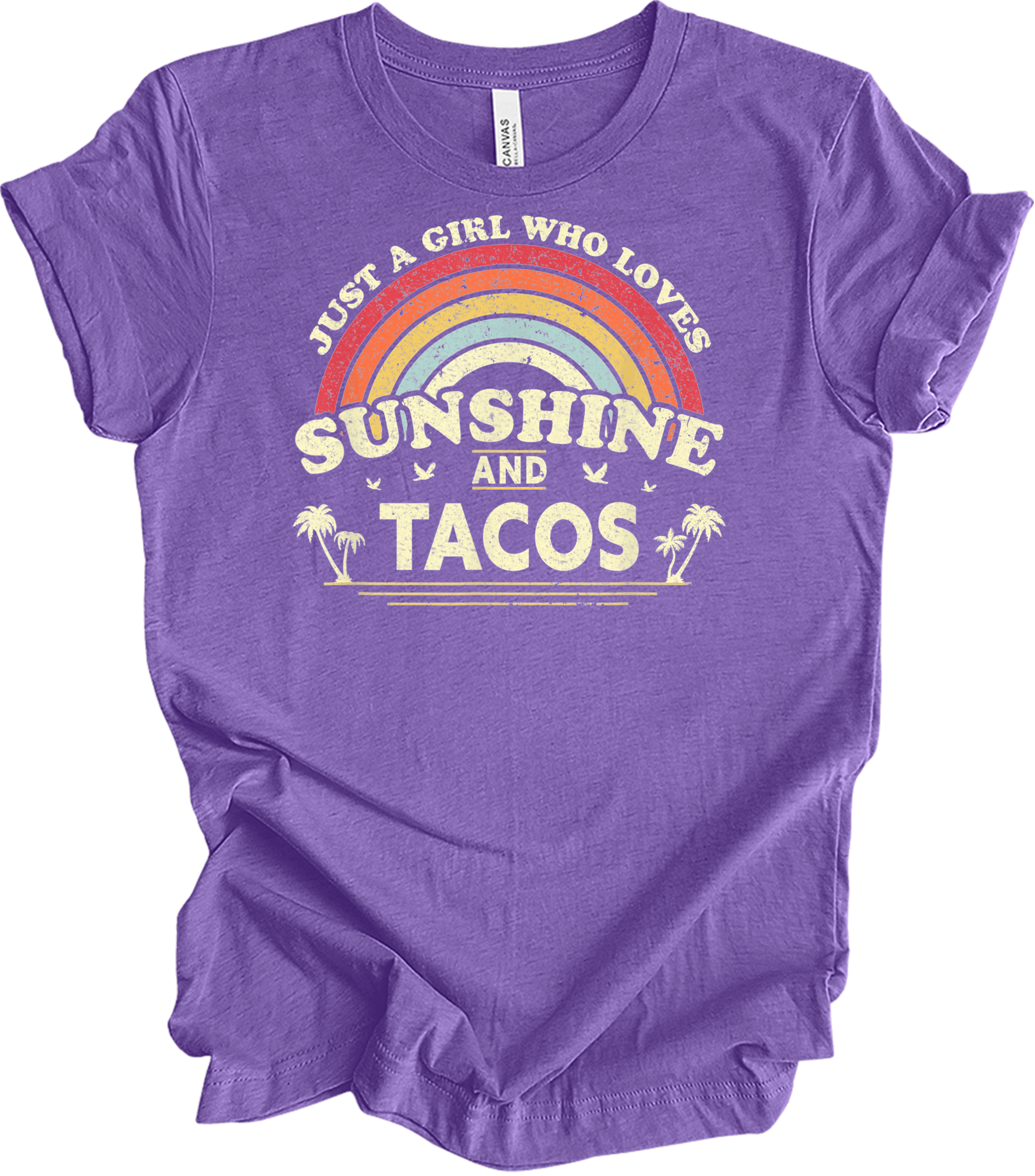 Sunshine and Tacos Lover T-Shirt in Heather Team Purple
