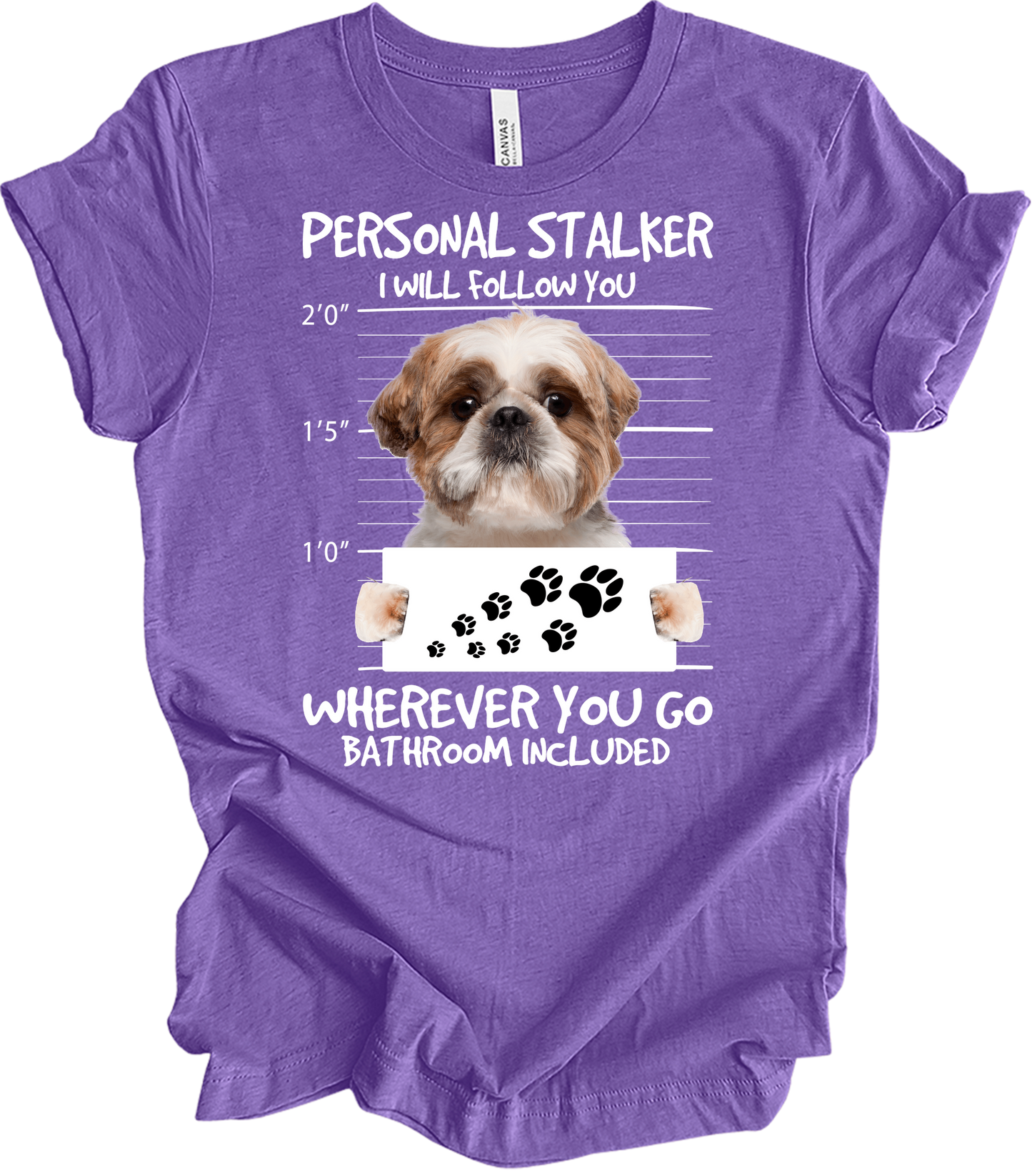 Shih Tzu Personal Stalker T-Shirt in Heather Team Purple